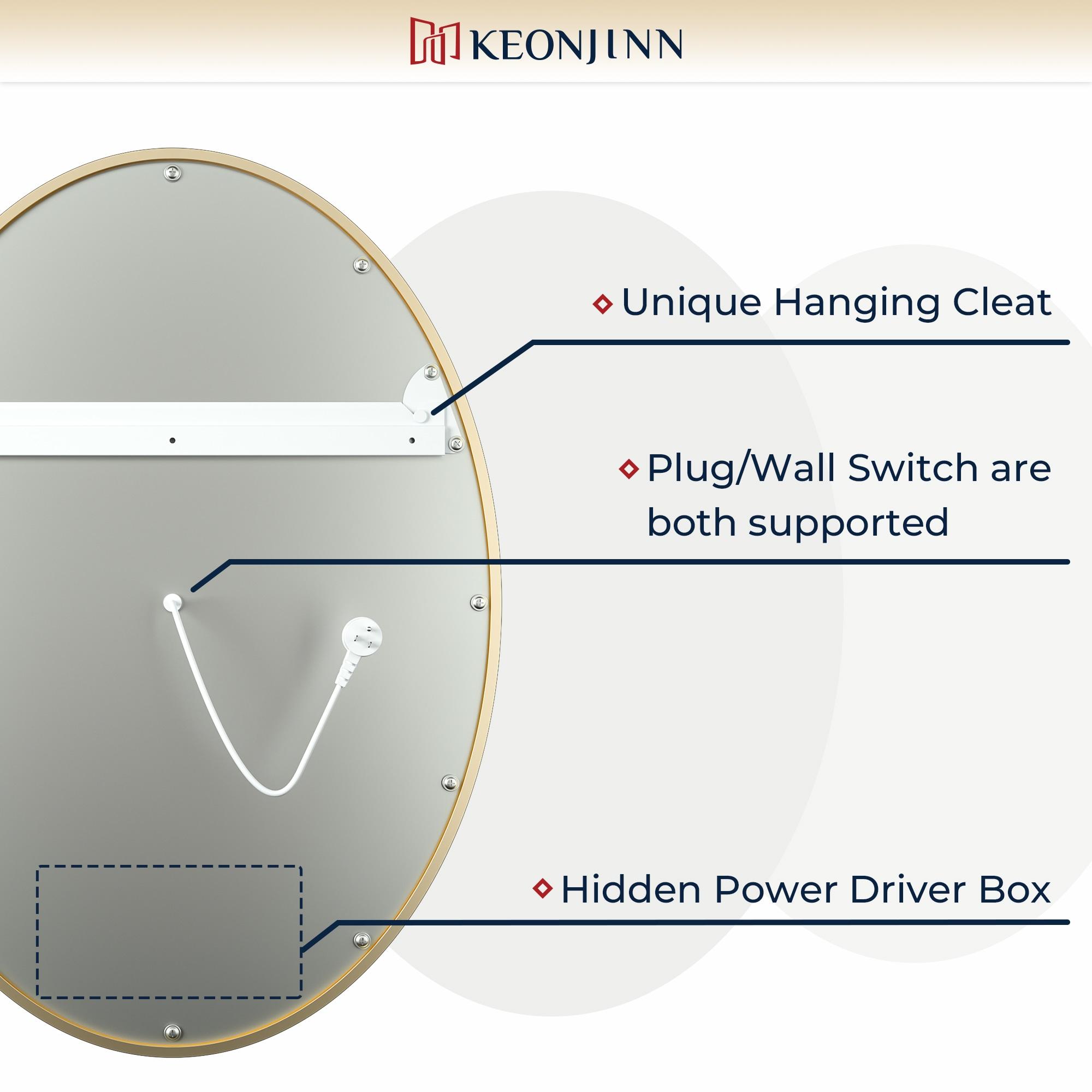 Keonjinn LED Bathroom Vanity Mirror, Front Light & Backlit, 3 Color Temperatures, Anti Fog, Double Lights Strips, 24"x32"