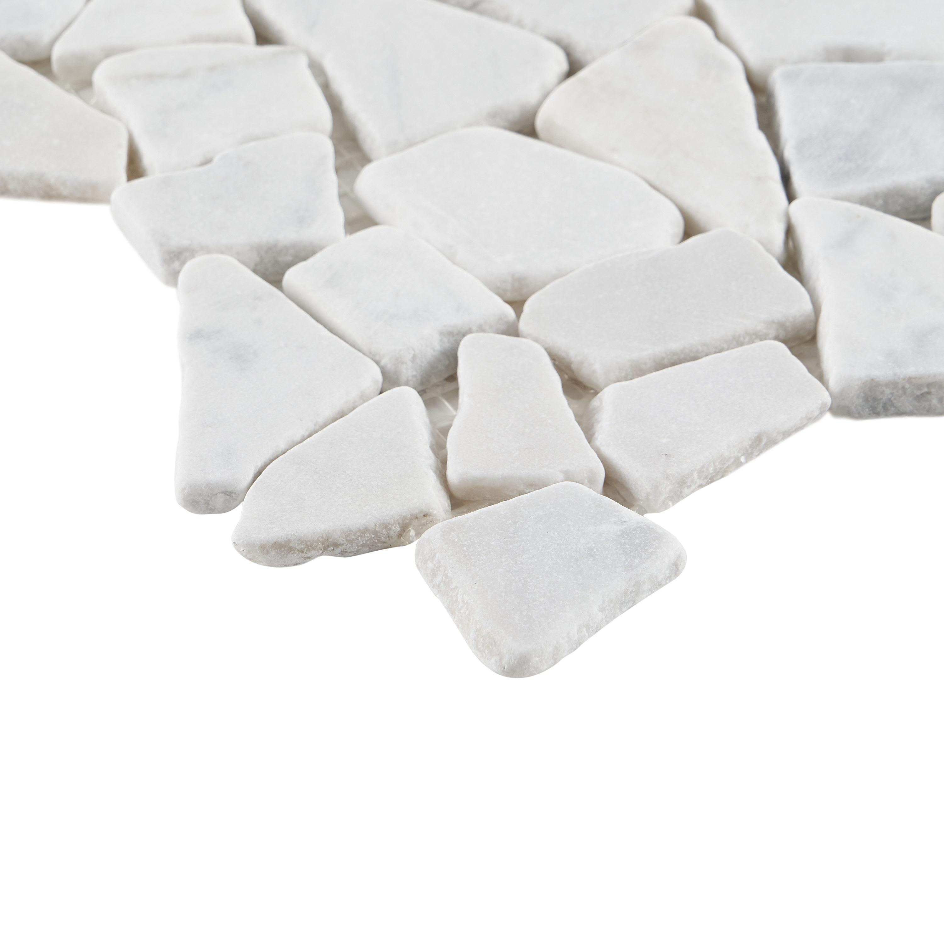 Countryside Carrara Tumbled 11.81 in. x 11.81 in. Natural Marble Floor and Wall Mosaic Tile