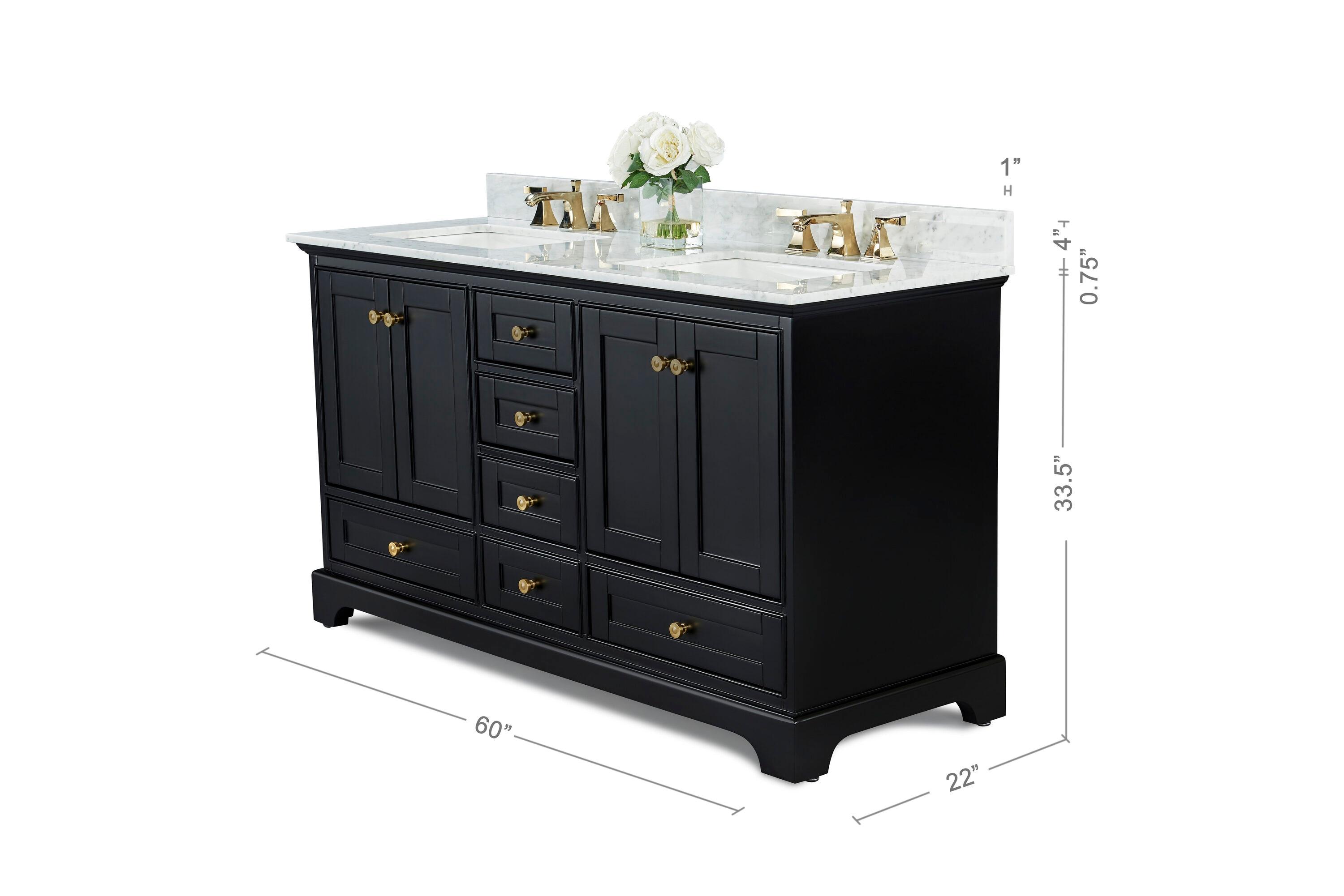 Varna 60'' Double Bathroom Vanity with Marble Top