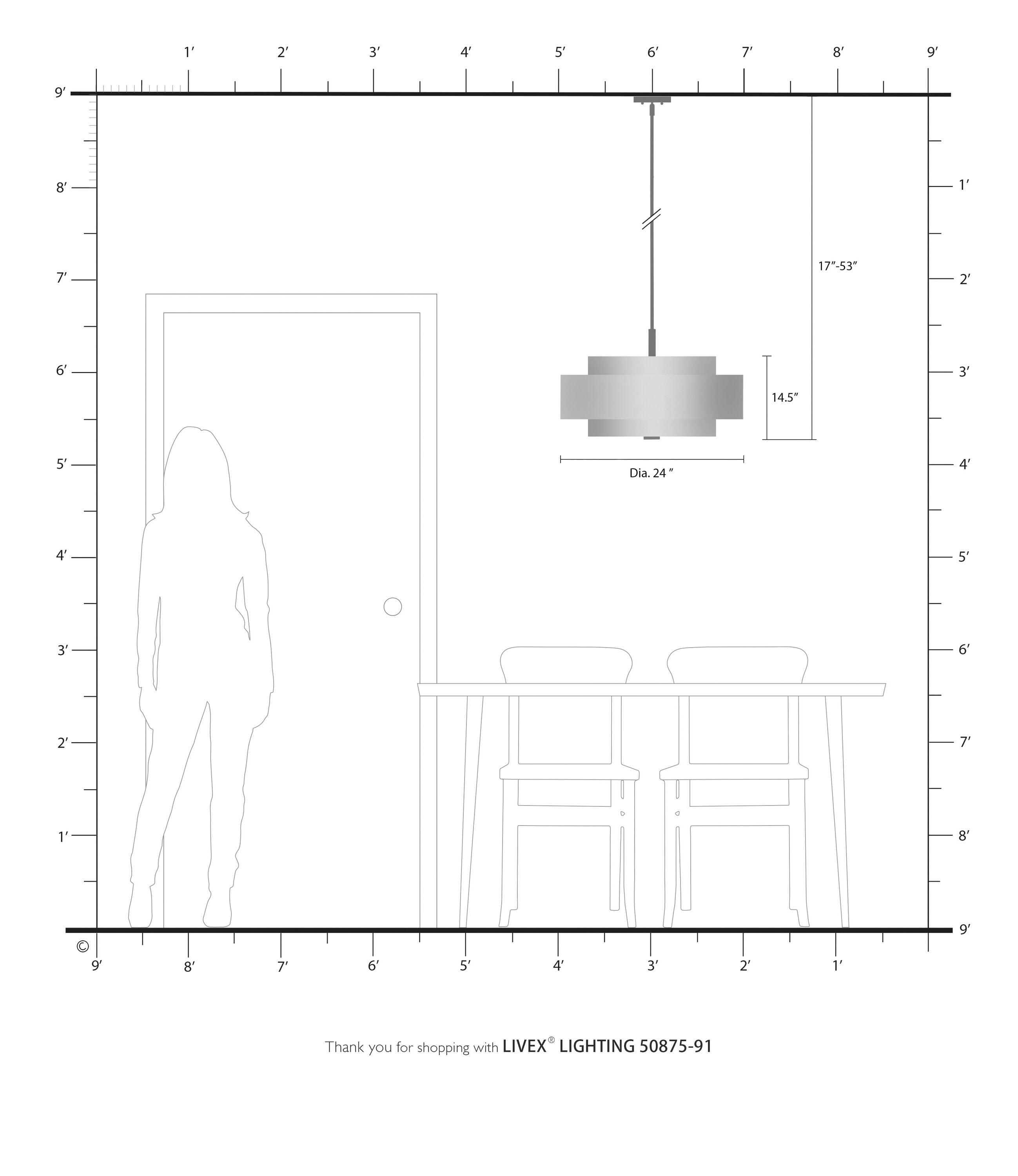 Livex Lighting Meridian 5 - Light Pendant in  Brushed Nickel