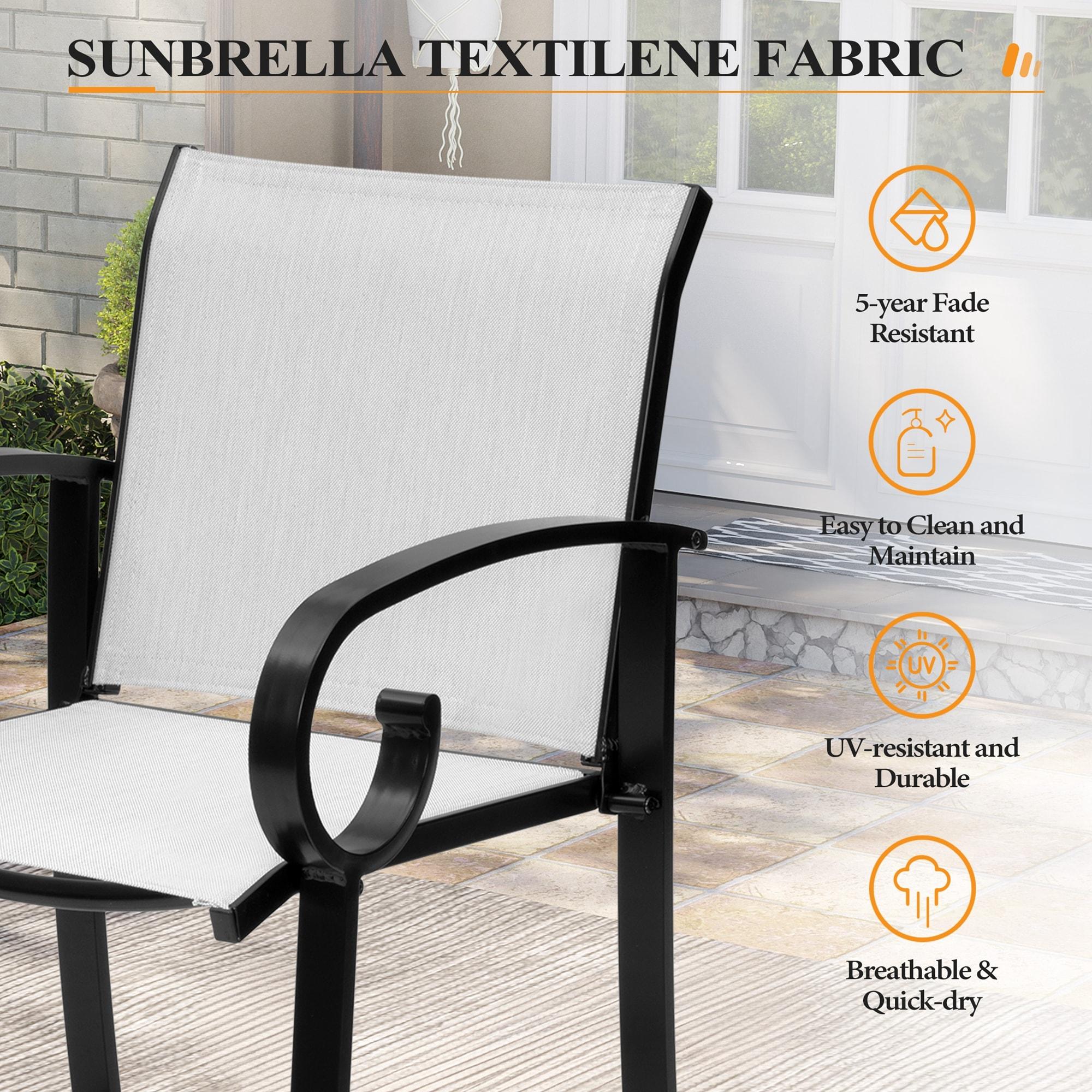 Crestlive Products Sunbrella Outdoor Bar Stool Set of 2 Aluminum Patio Counter Height Barstools Oyster