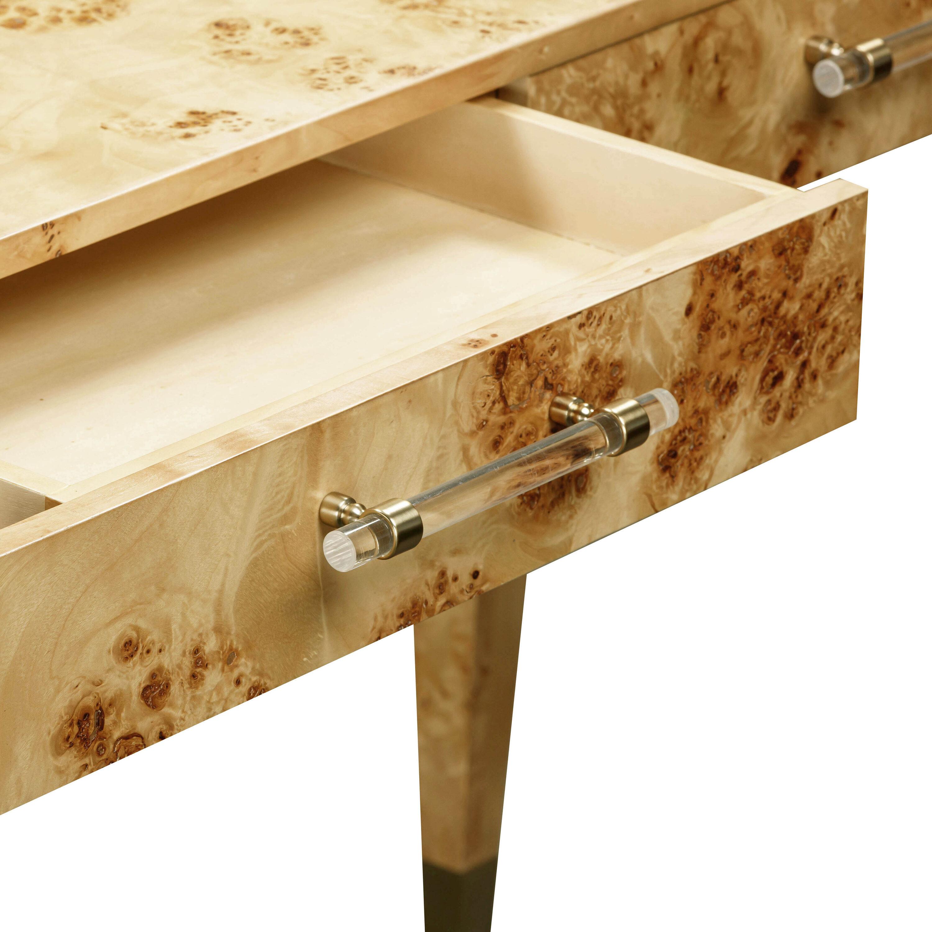 Maklaine Modern Contemporary Wood Work Desk in Natural Burl Finish