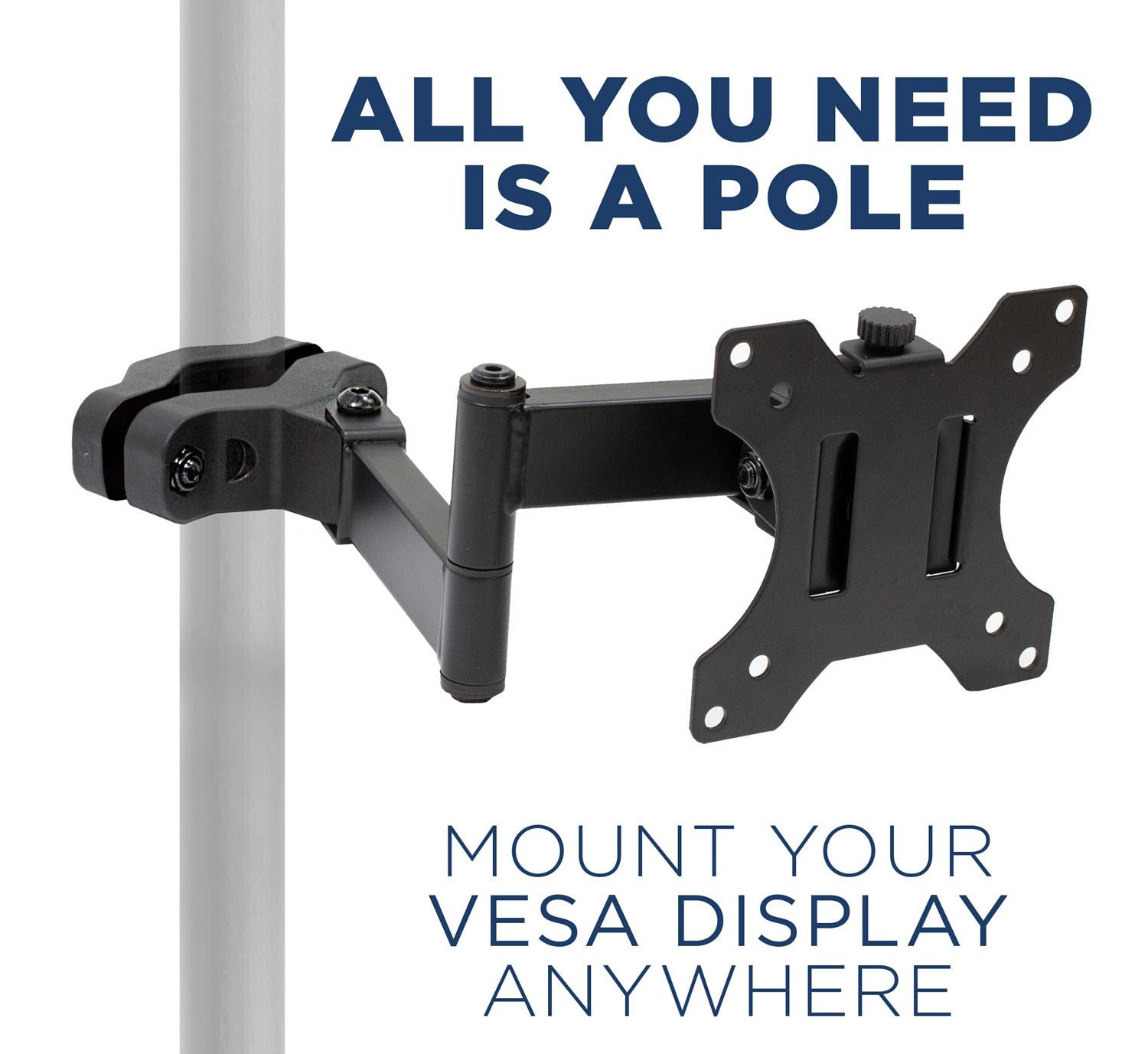 Mount-It Full Motion VESA Pole Mount with Articulating Arm | Fits TVs or Monitors Up to 32 in.