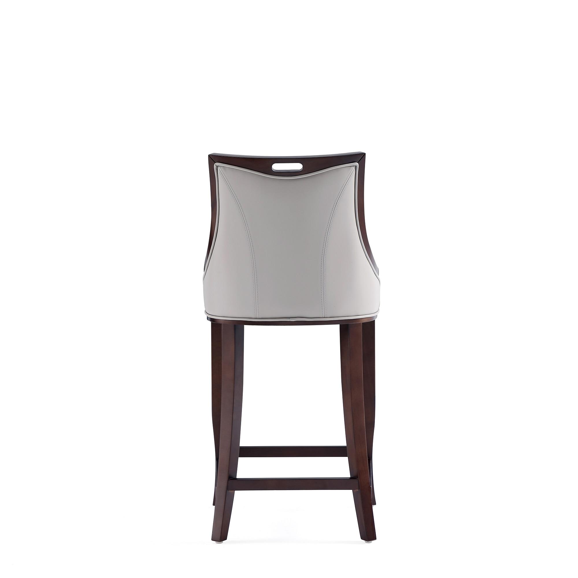 Emperor Faux Leather Barstool Light Gray - Manhattan Comfort: Walnut Finish, Beechwood Legs, Upholstered, 300 lbs Capacity