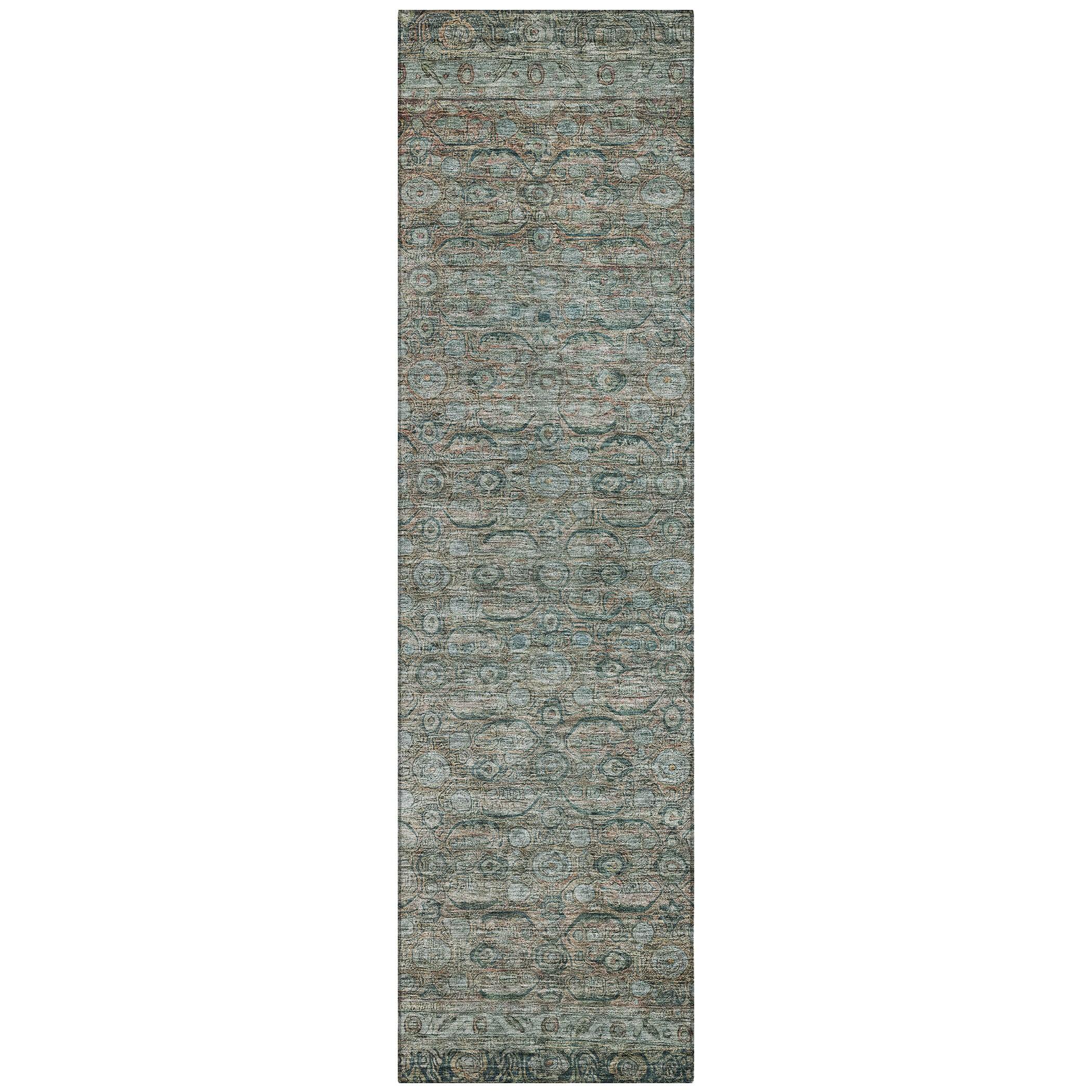 Machine Washable Indoor/Outdoor Chantille Teal Rug