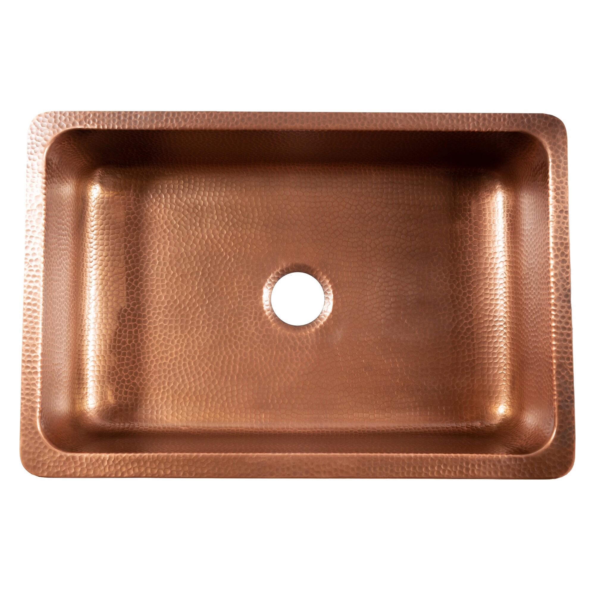 Lange Copper 32" Single Bowl Farmhouse Apron Front Undermount Kitchen Sink