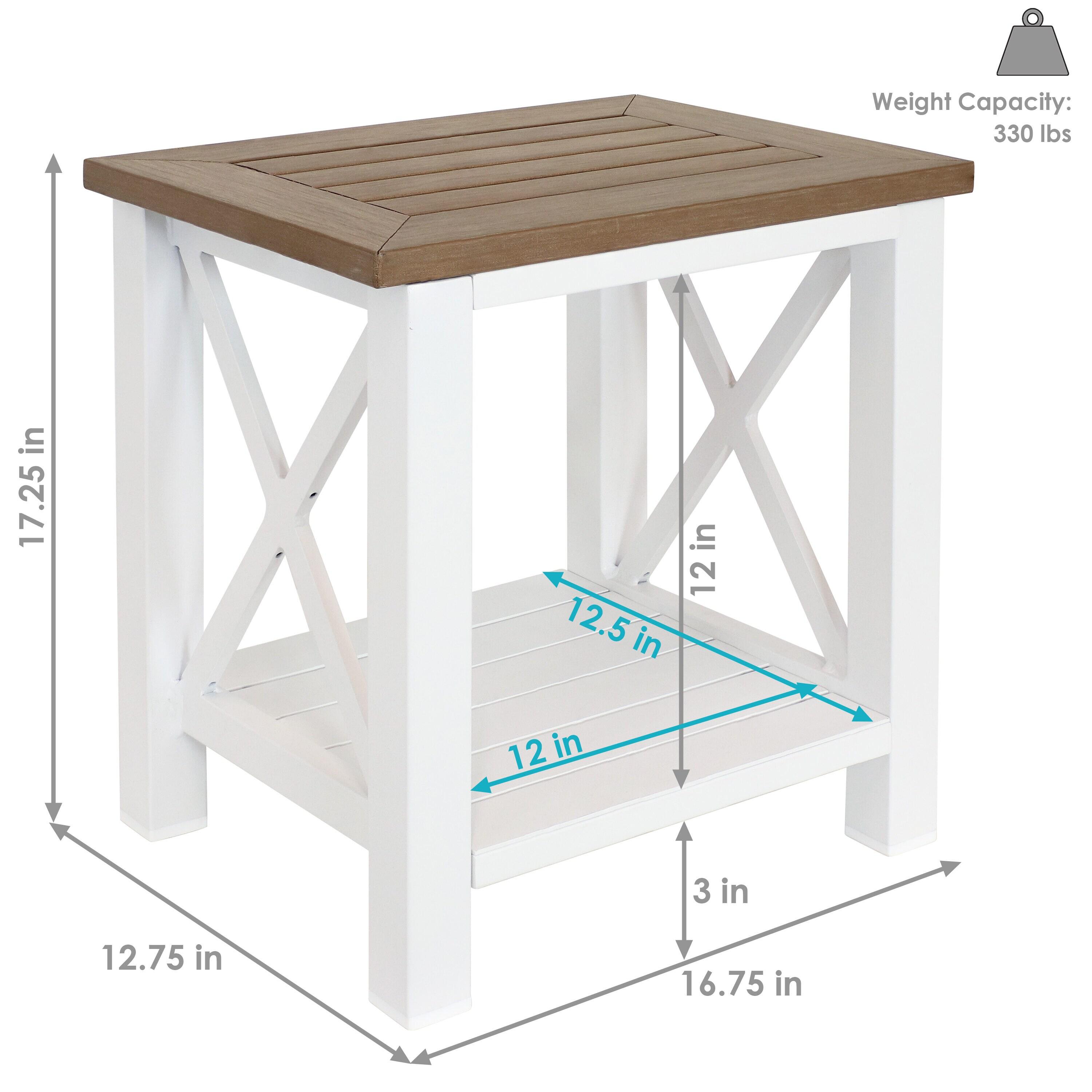 Sunnydaze Farmhouse Multi-Purpose Rustic Side Table with Shelf - Brown/White