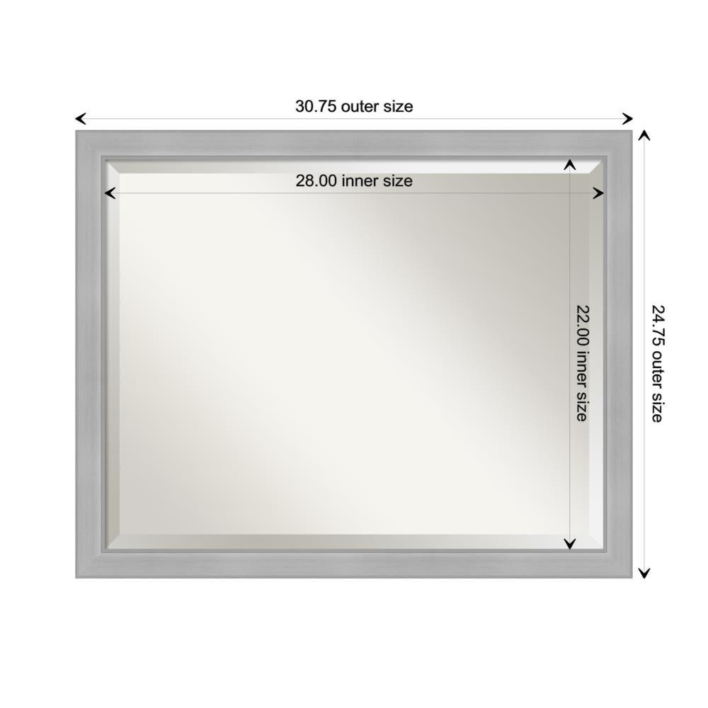 31" x 25" Vista Brushed Nickel Wall Mount Mirror for Bathroom - Amanti Art: Includes Beveled Glass