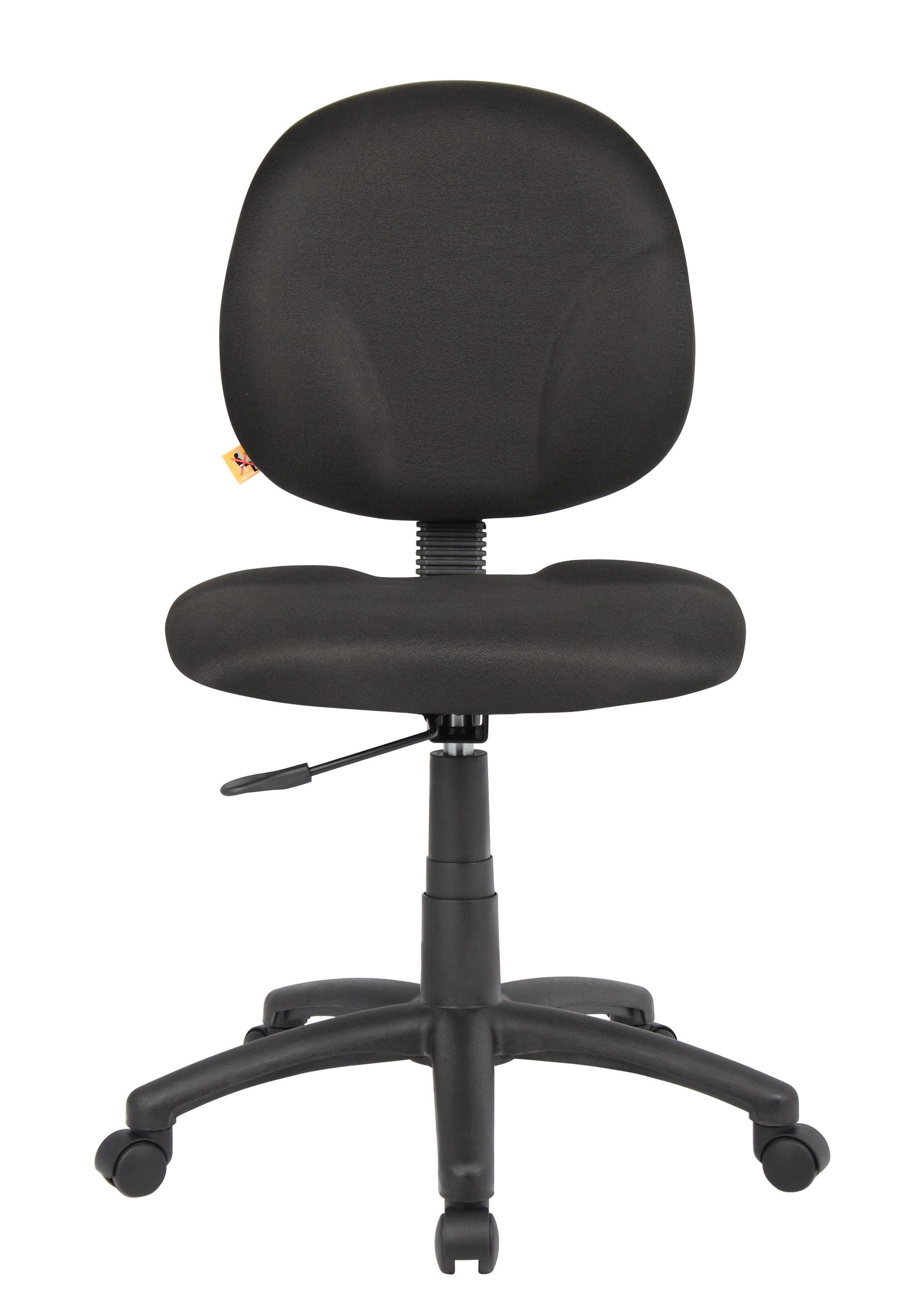 Boss Office Products Diamond Task Chair Black: Upholstered, Swivel, Adjustable Height, Metal Frame, Nylon Legs