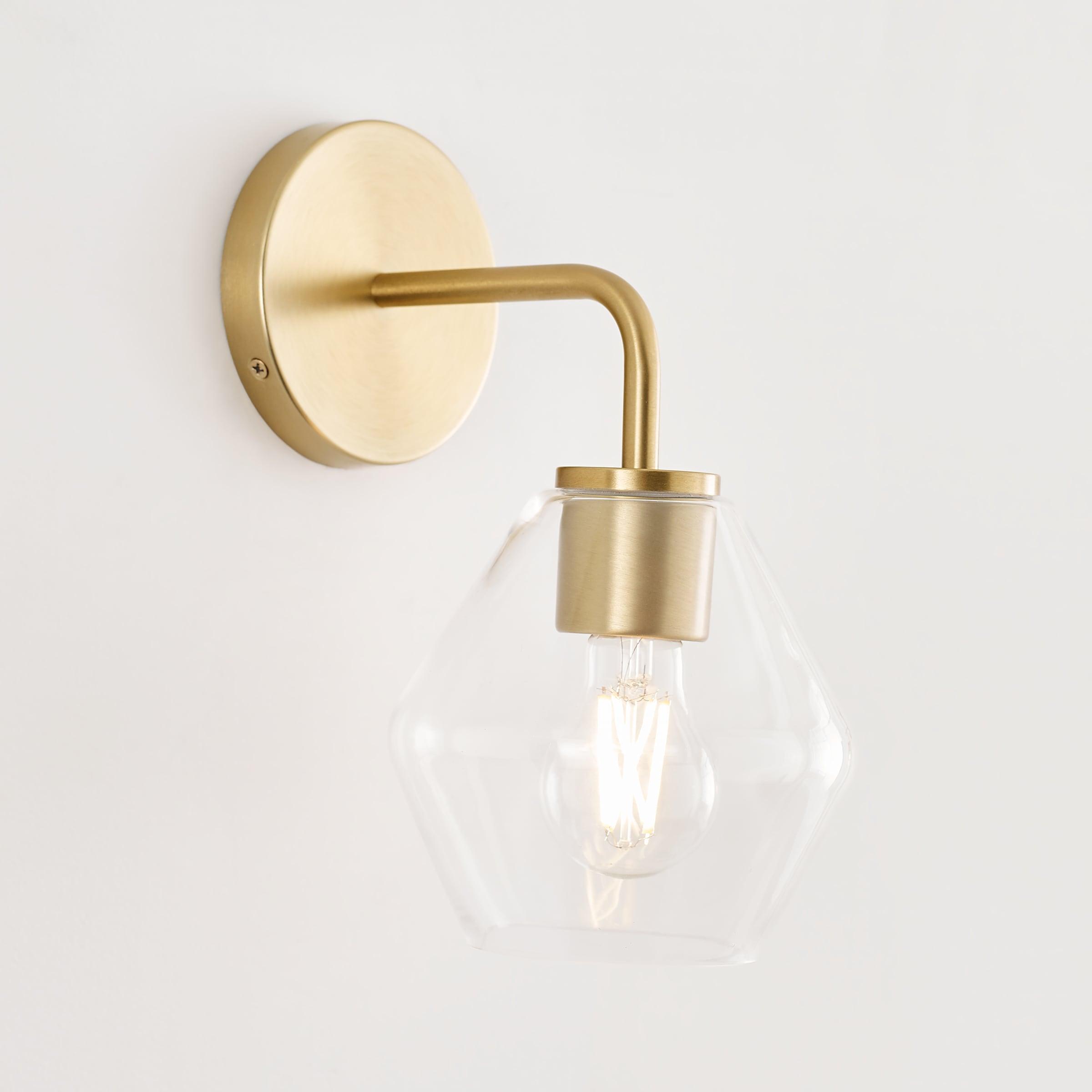 Rooks Single Light Glass Steel Dimmable Armed Sconce