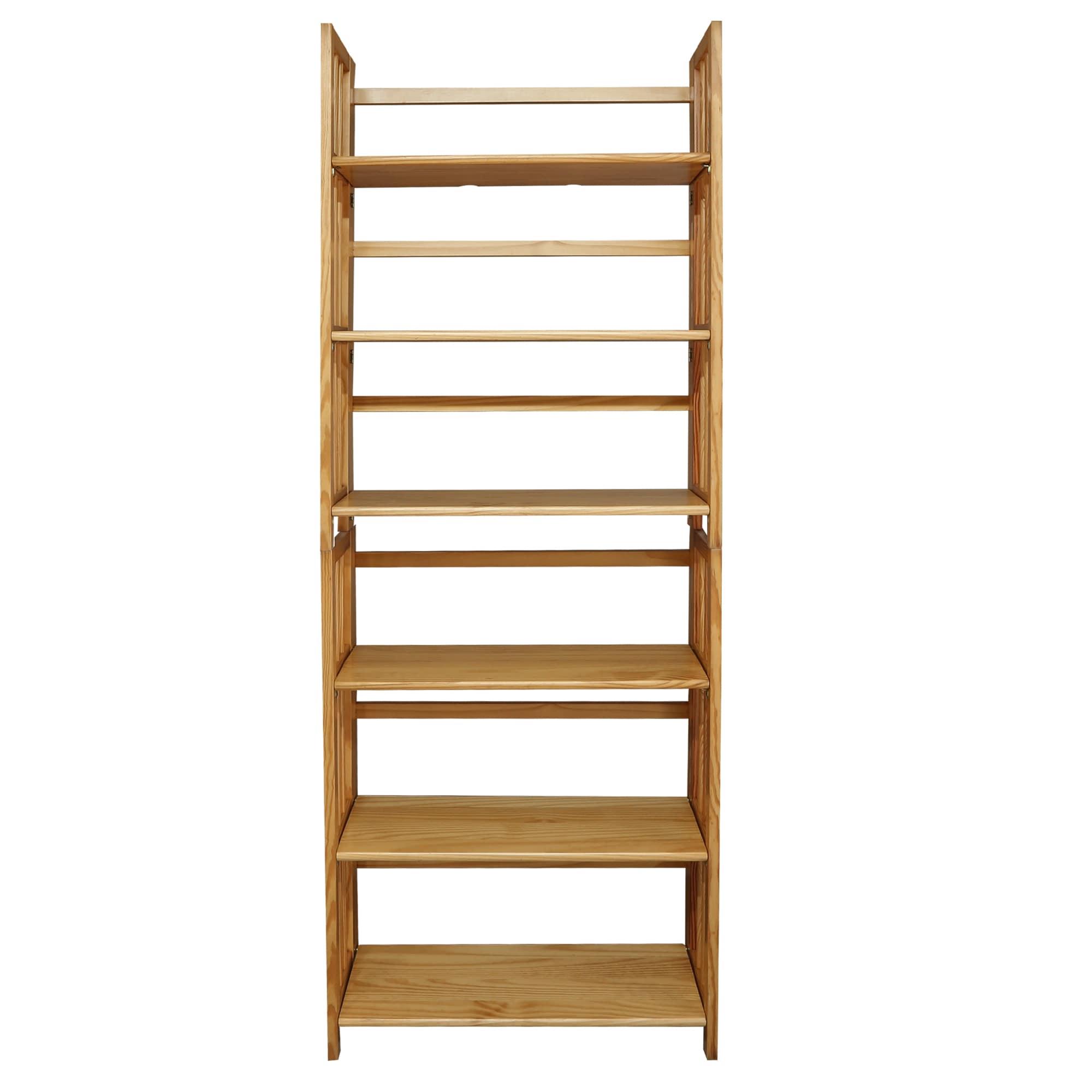 3-Shelf Folding Stackable Bookcase 27.5" Wide-Natu