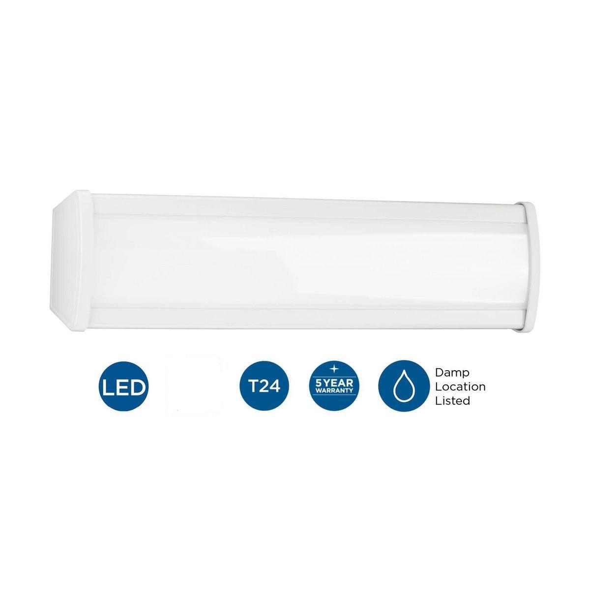 Progress Lighting, Wrap and Strip Collection, 1-Light, LED Flush Mount, White, Acrylic Shade, Steel, Damp Rated