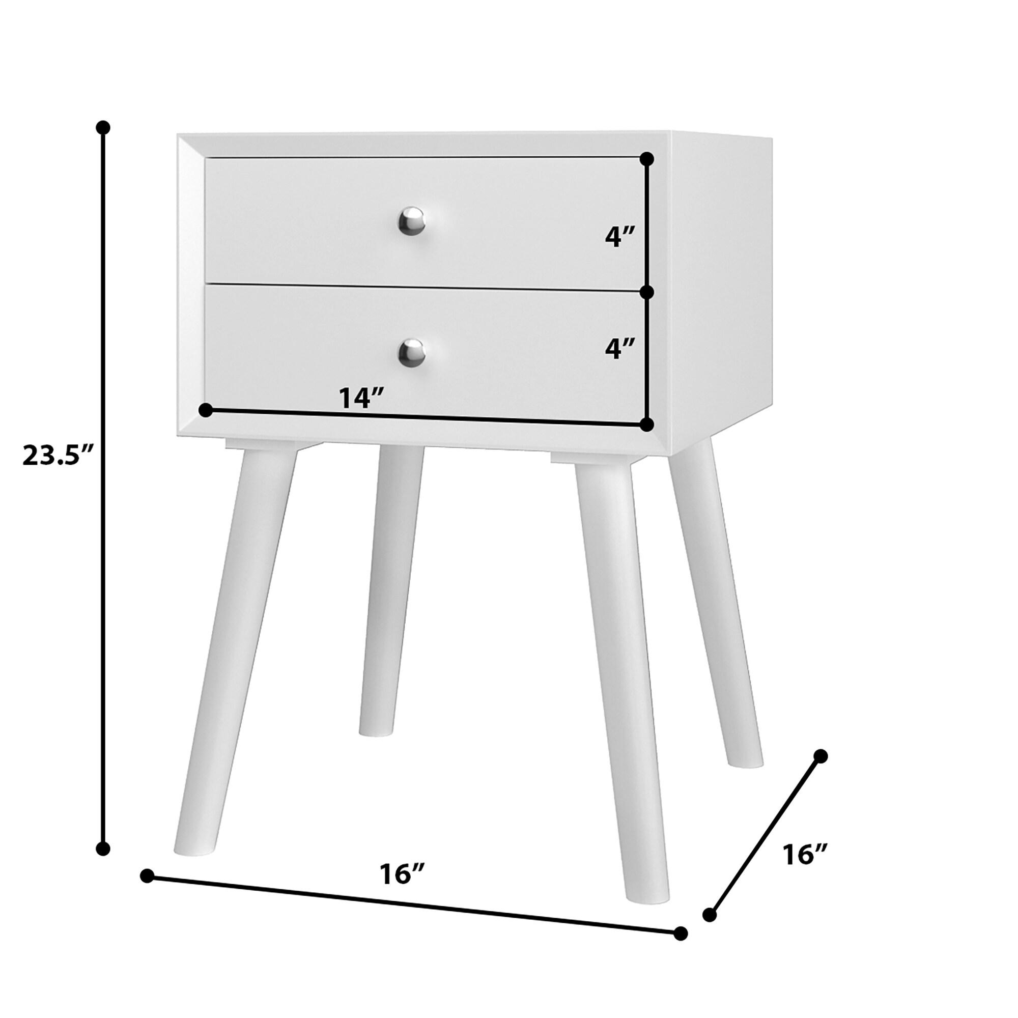 Costway End Table W/Drawers and Storage Wooden Mid-Century Accent Side Table Multipurpose for Bedroom Living Room Home Furniture Nightstand-White