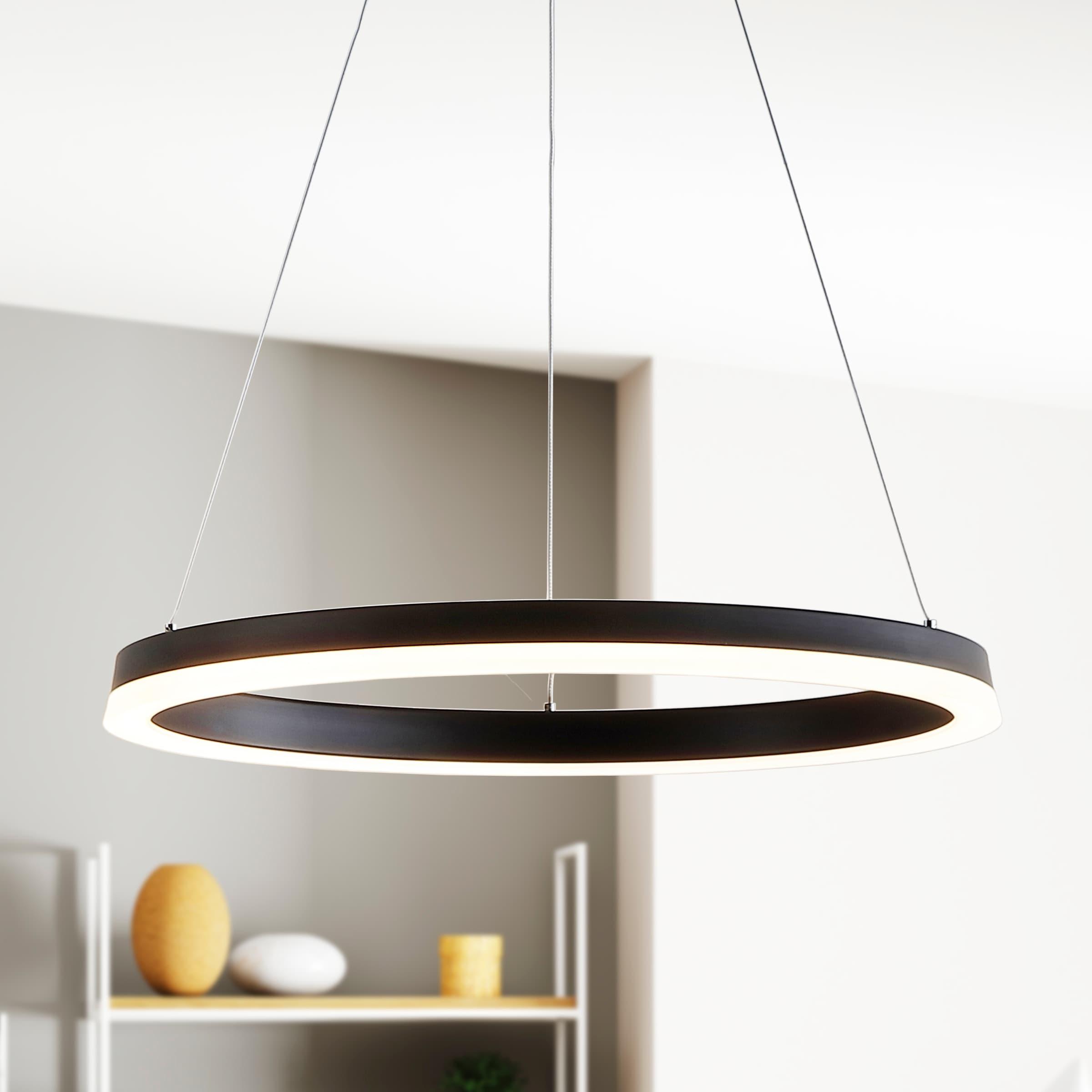 Brice 24" Round Integrated LED Metal Pendant, Matte Black