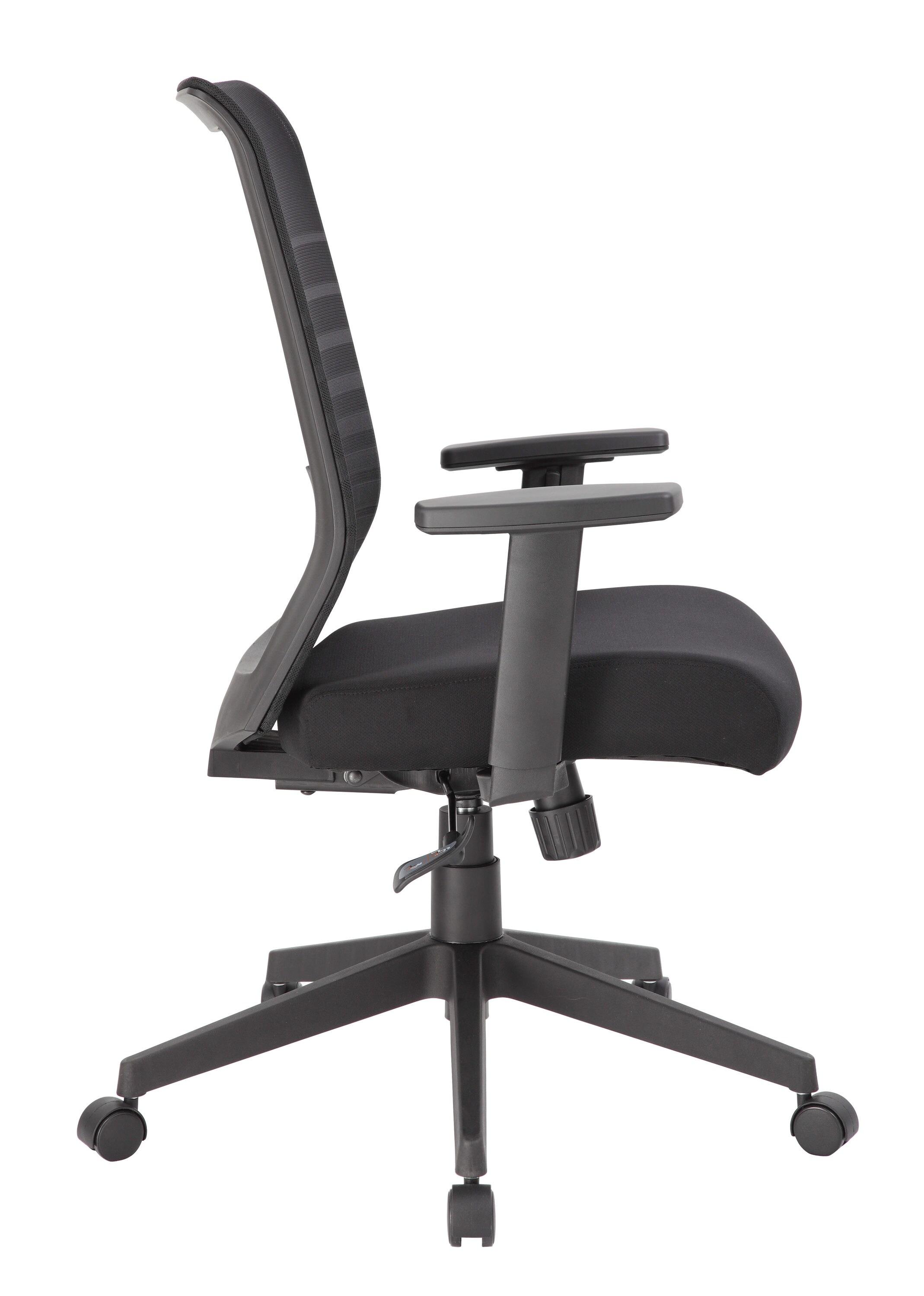Linear Mesh Task Chair Black - Boss Office Products: Synchro-Tilt, Adjustable Arms, 275lbs Capacity