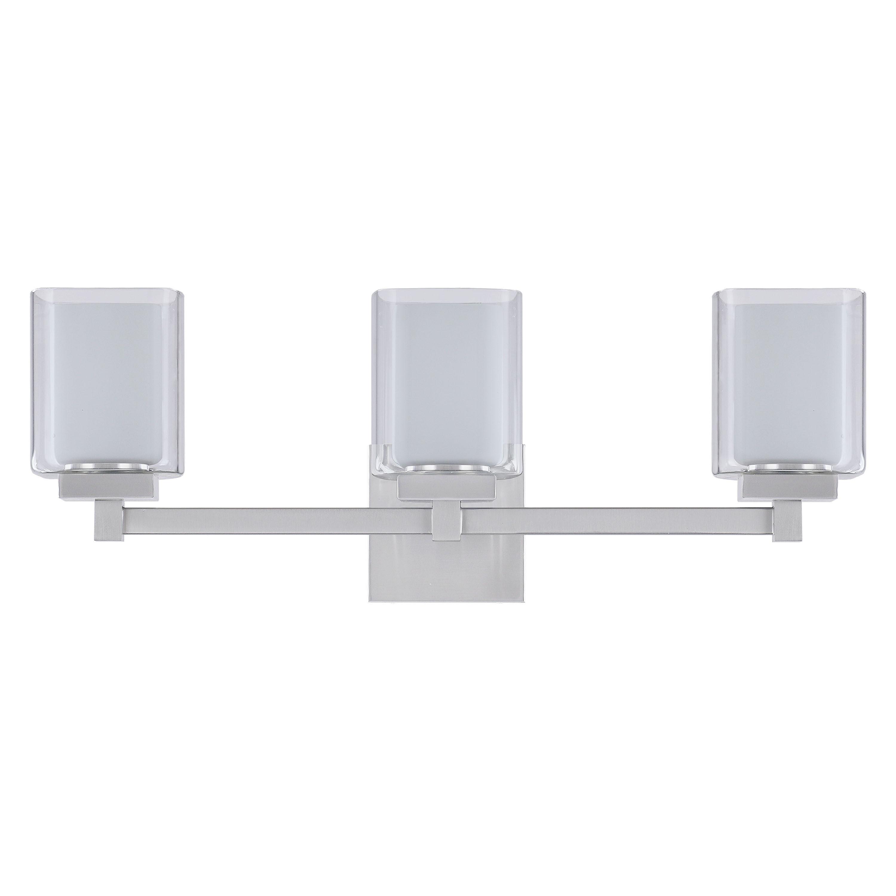 Aspen Creative 62327, Bathroom Vanity 3 Lights Fixture 24"W x 9"H x 5-3/4"E. Satin Nickel Finish, Bulb Not Included