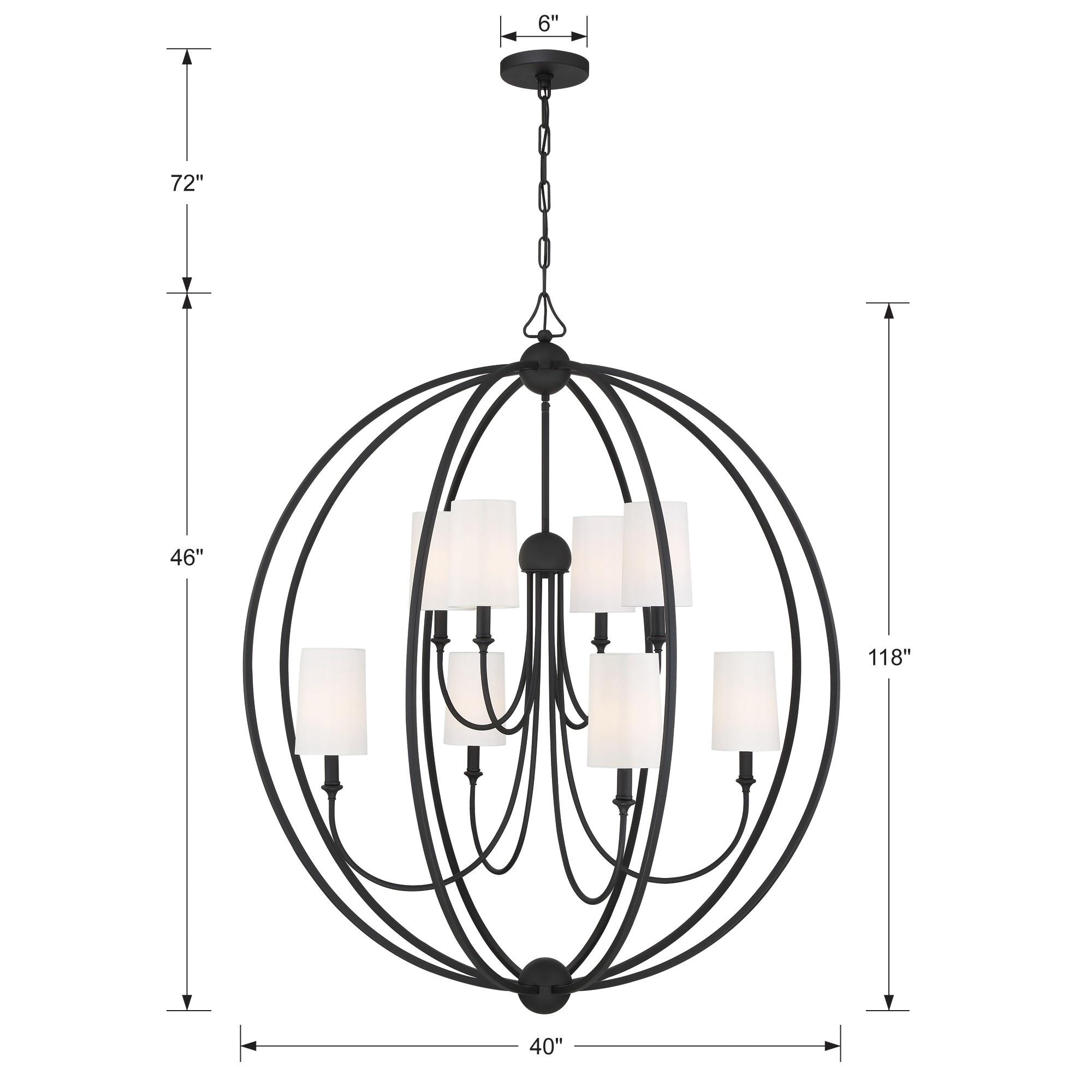 Crystorama Lighting Sylvan 8 - Light Chandelier in  Black Forged