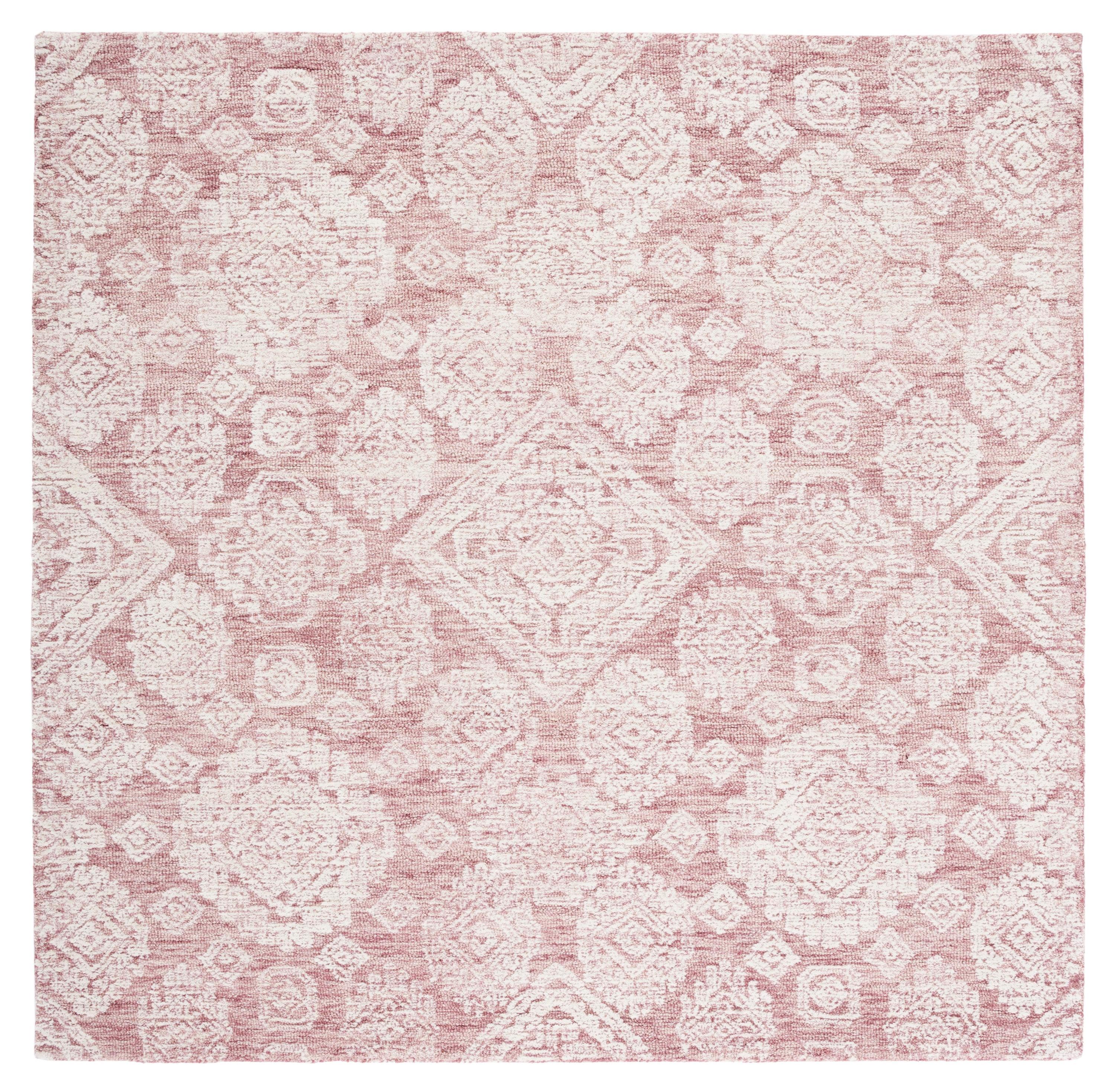 Metro MET987 Hand Tufted Indoor Area Rug - Dark Pink/Ivory - 6'x6' - Safavieh