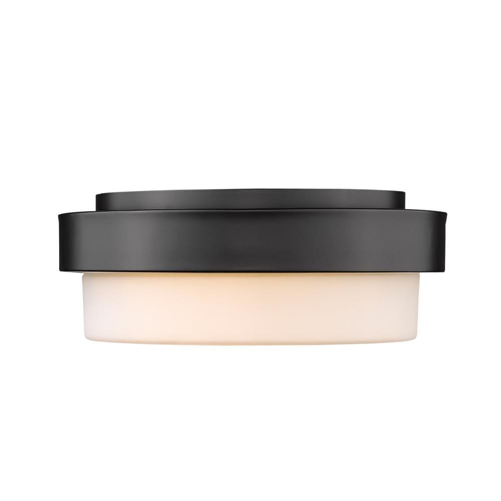 Golden Lighting Multi-Family 11" 2-Light Flush Mount in Matte Black with Opal Glass