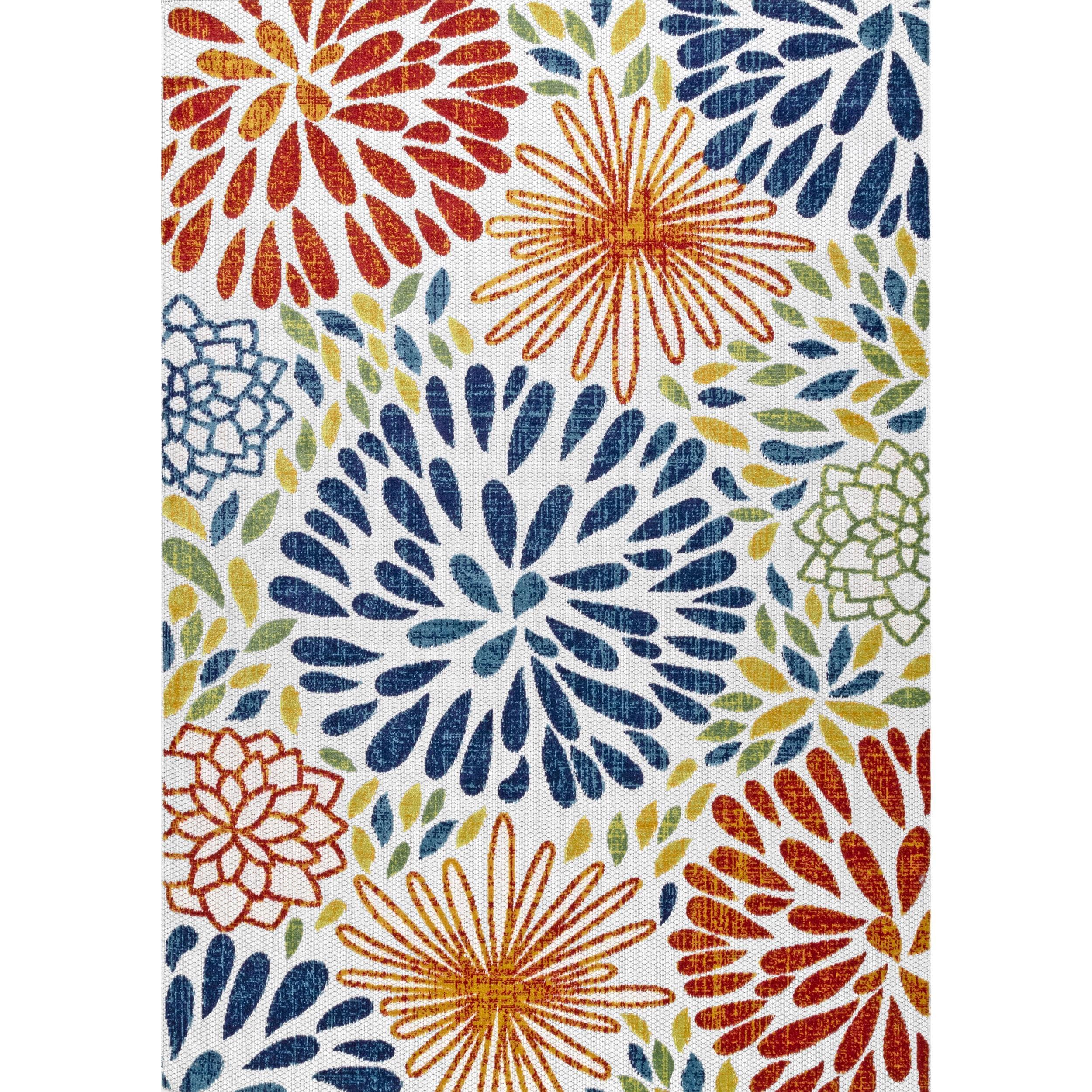 Nuloom Monique Floral & Paisley 2x10 Indoor/Outdoor Runner Rug for Living Room Patio Deck Front Porch Entryway Hallway Kitchen, Blue/Multicolor