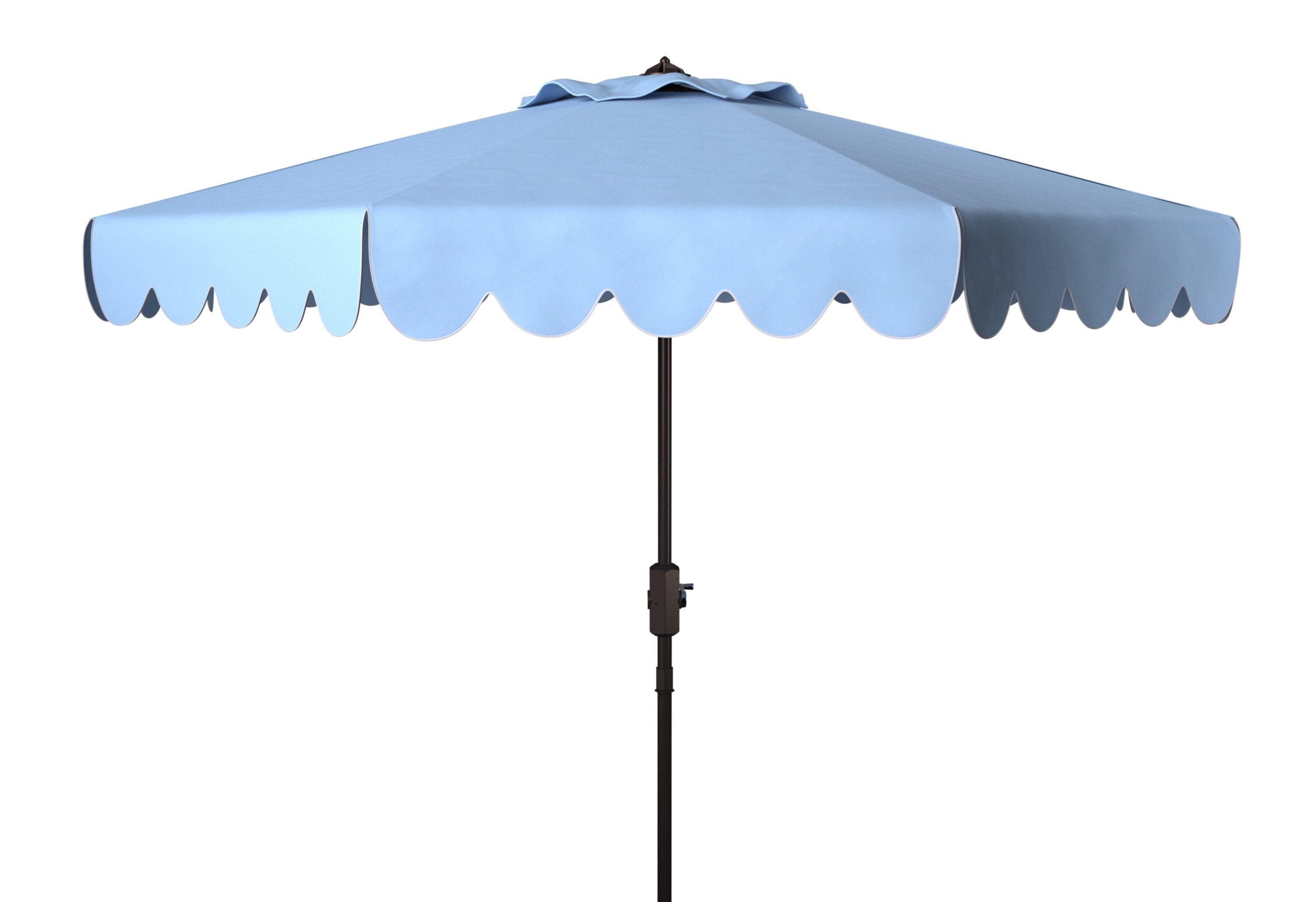 Venice Single Scallop 9Ft Crank Push Button Tilt Umbrella - PAT8010 - Baby Blue/White - Safavieh