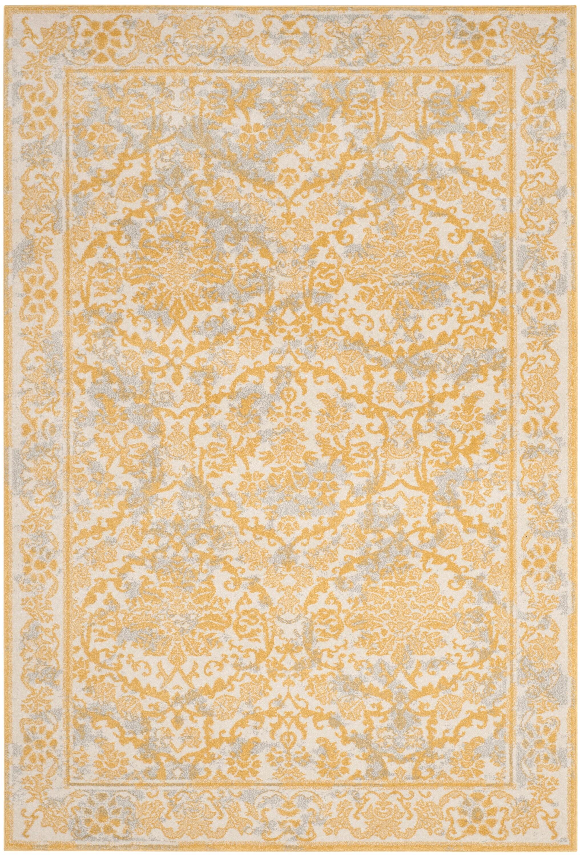 Evoke EVK242 Power Loomed Area Rug - Ivory/Gold - 4'x6' - Safavieh.