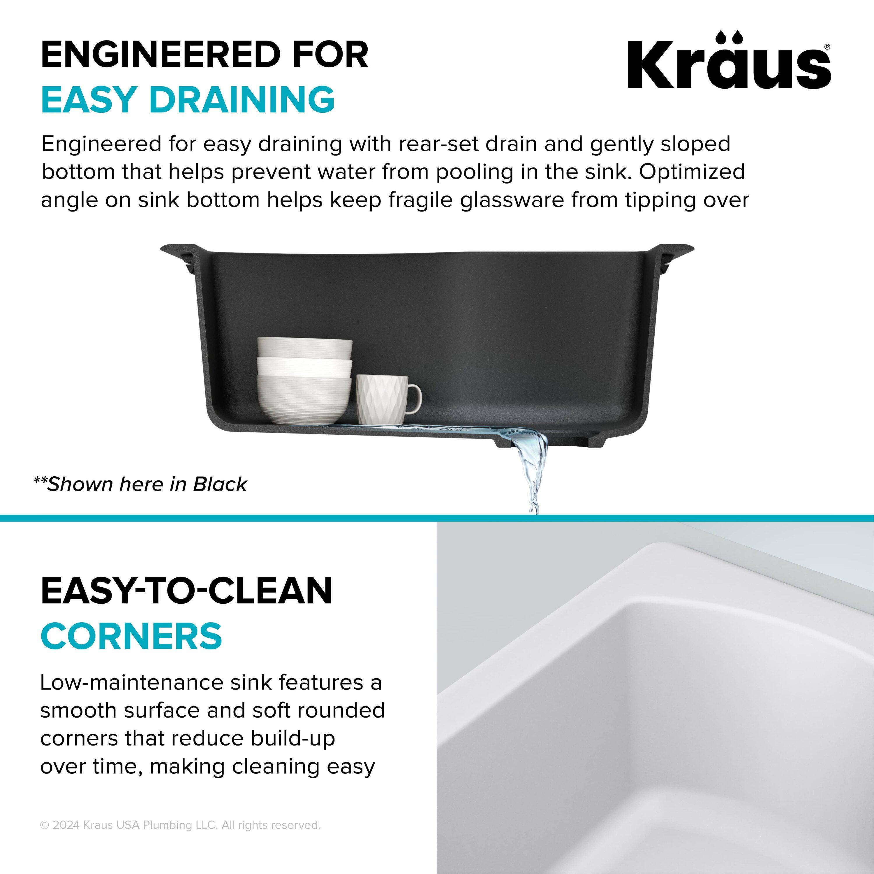 KRAUS Quarza™ 25" L Dual Mount Single Bowl Granite Kitchen Sink