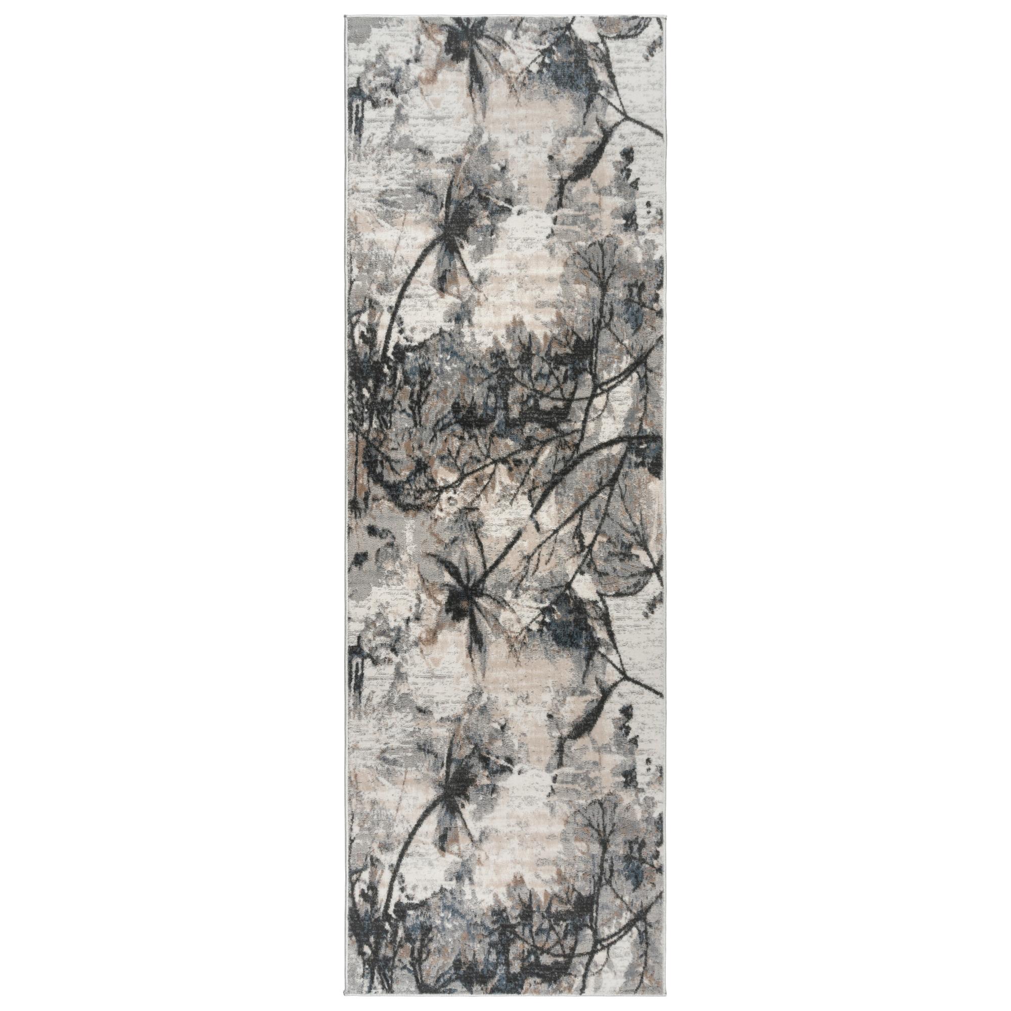 Gertmenian Gertmenian Quattro Scalia Gray/Ivory/Black Modern Abstract High-Low Area Rug