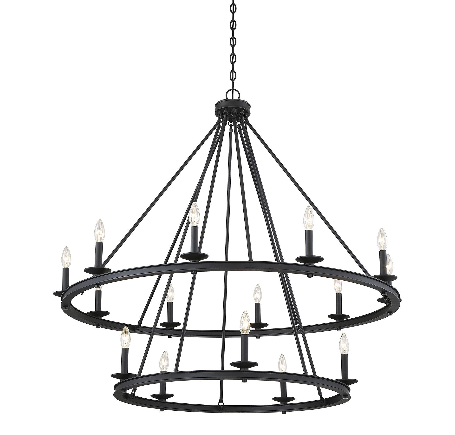 Traditional Fifteen Light Chandelier-Matte Black Finish Bailey Street Home 159-Bel-2893935