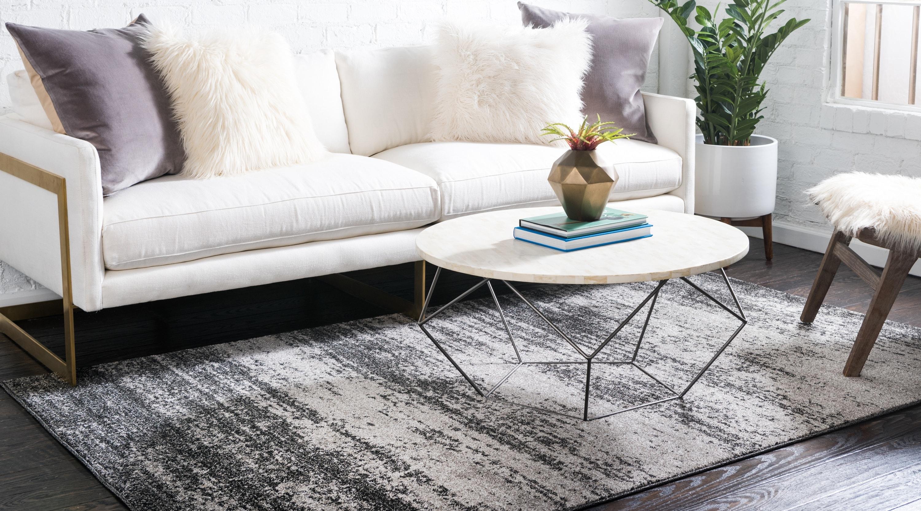 Unique Loom Del Mar Collection Area Rug - Lucille (7' 10" x 11' Rectangle Dark Gray/Ivory)