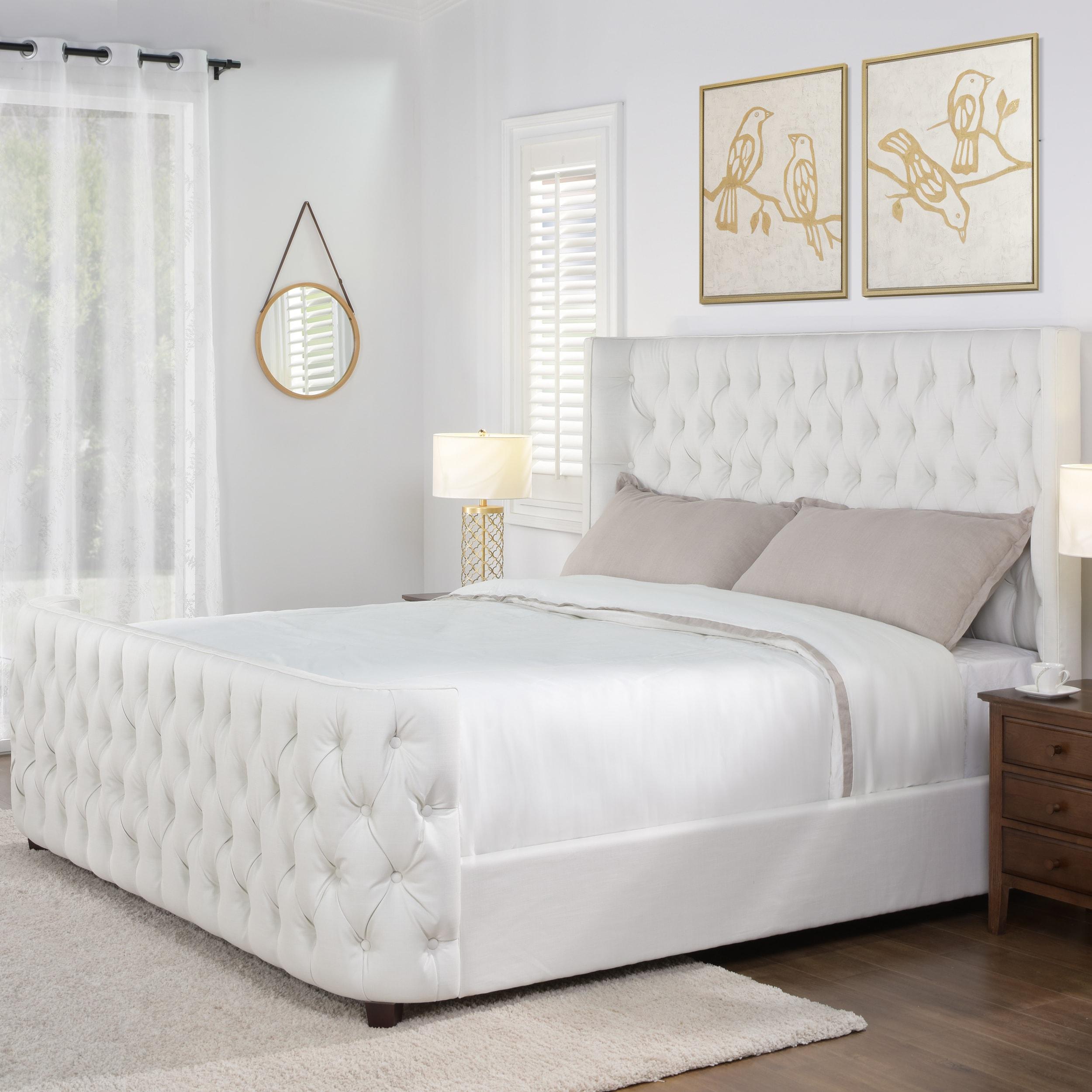 Brooklyn King Tufted Bed, Antique White