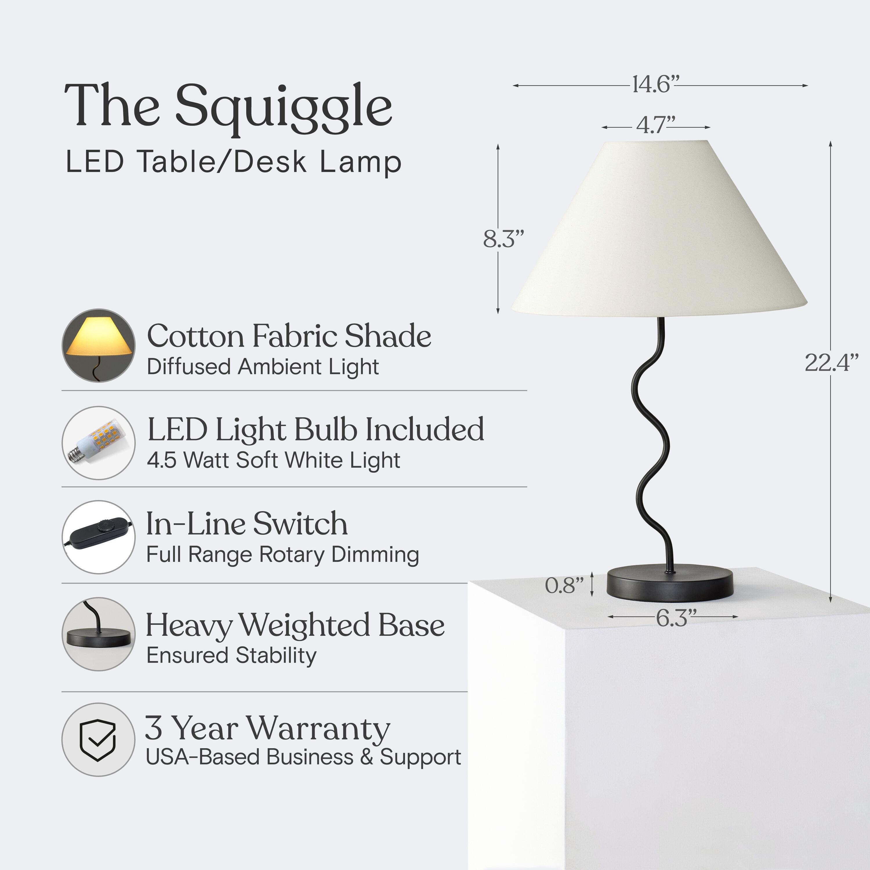 Squiggle 22" LED Table Lamp with Twisting Base and Ivory Empire Shade