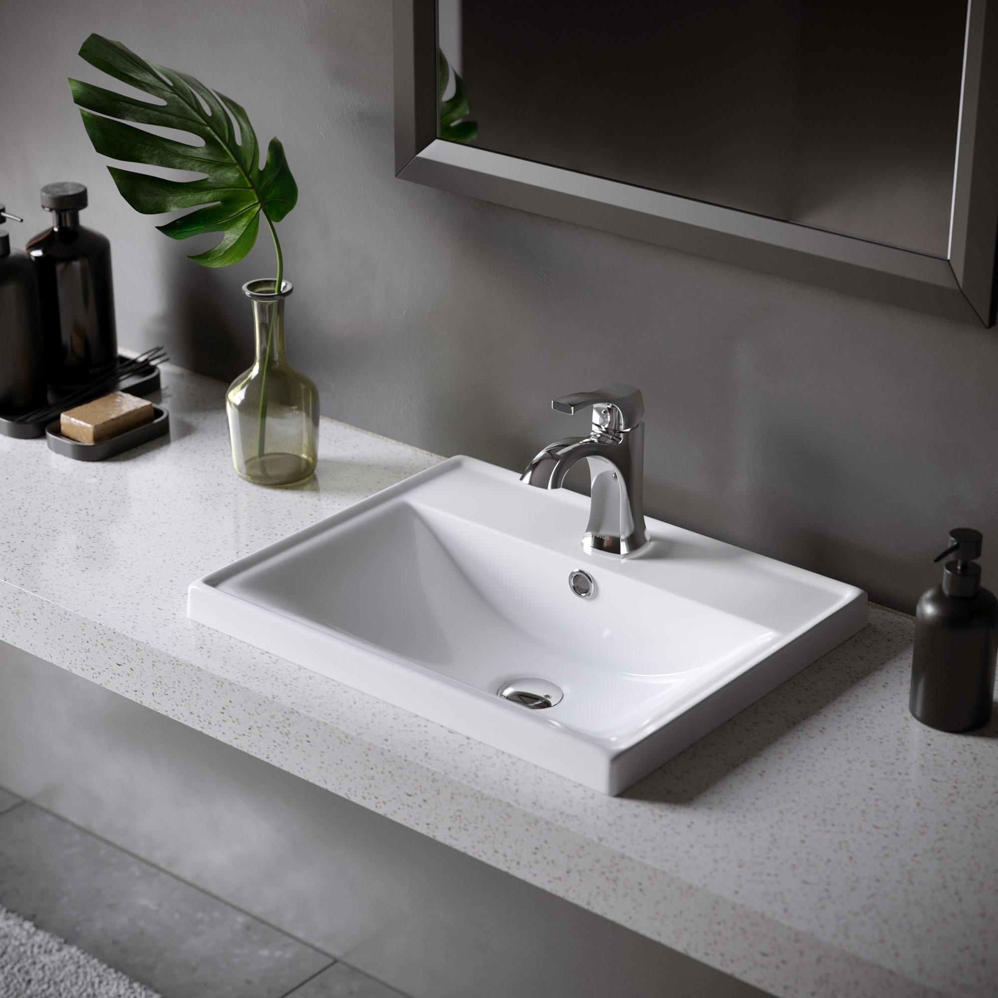 Karran Valera 20 In. Top Mount Vitreous China Rectangular Bathroom Sink With Overflow Drain
