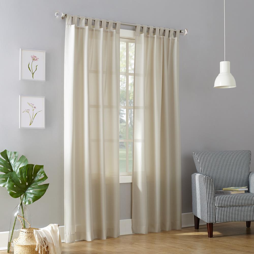 40"x95" No. 918 Light Filtering Semi-Sheer Joshua Heathered Texture Tab Top Curtain Panel Off-White