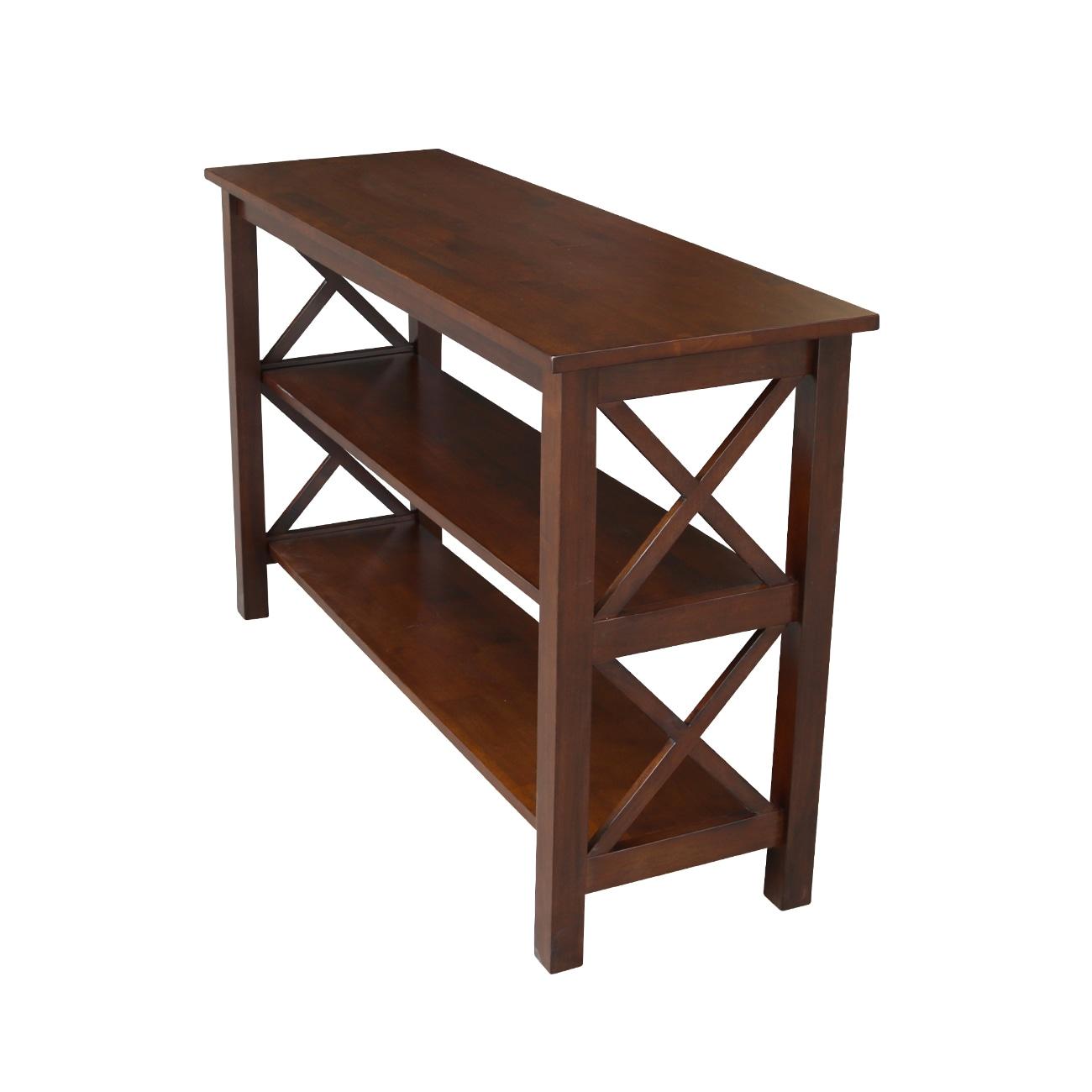 International Concepts Hampton Console Table Espresso: Stained Wood, Fixed Shelf, Rectangular Shape, Spot Clean