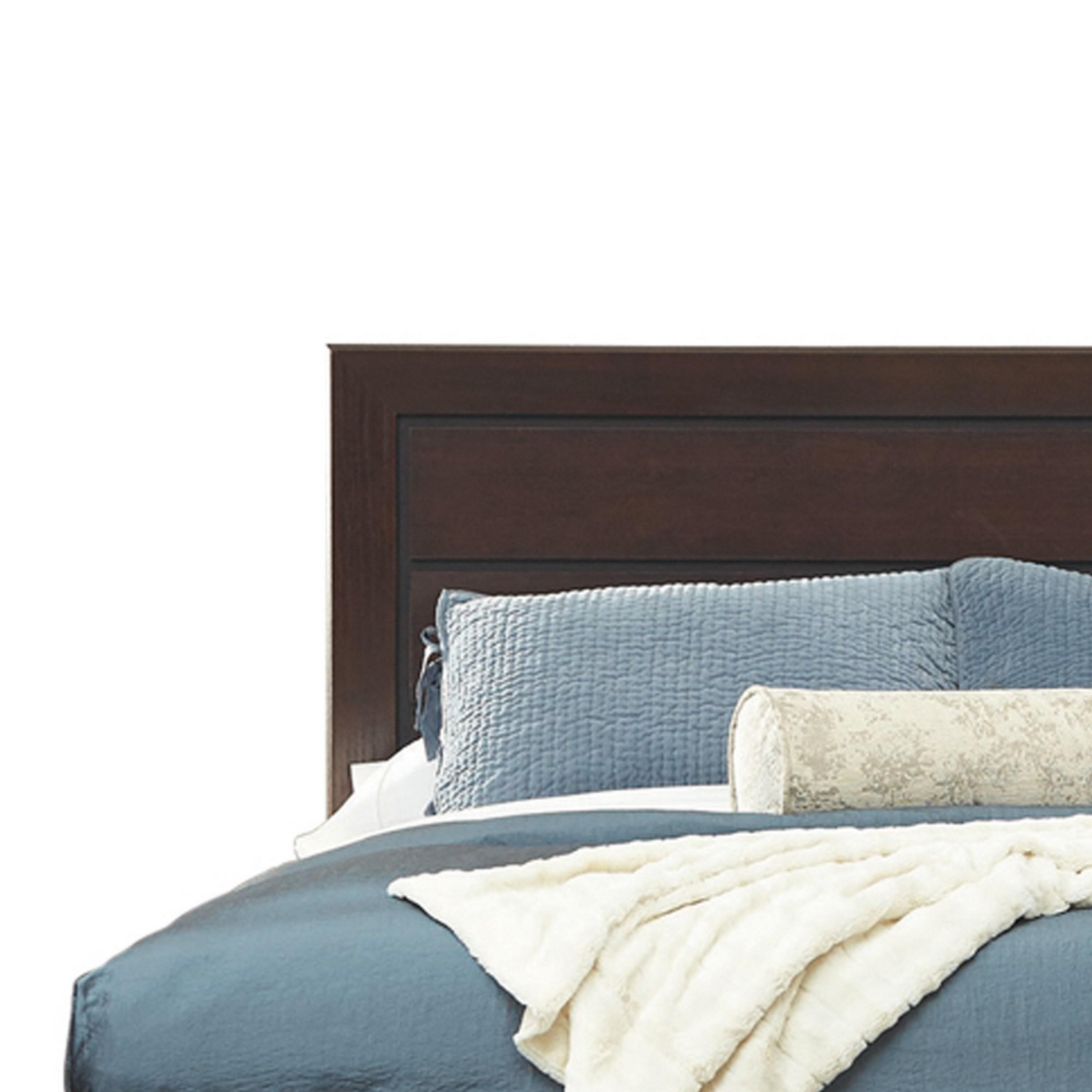 Benjara Queen Wood Panel Bedswith Headboard and Footboard, Brown