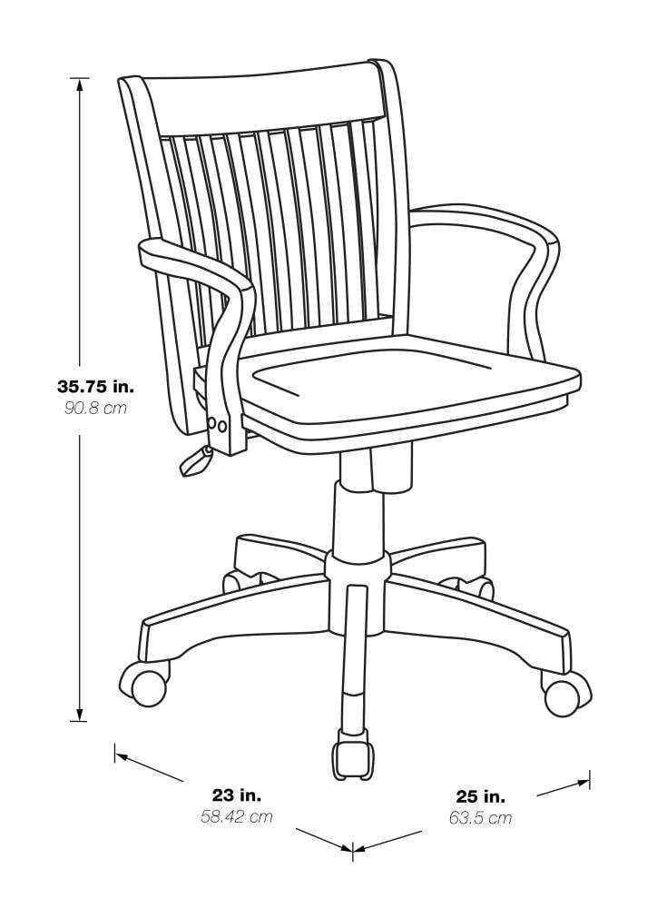 OSP Home Furnishings Deluxe Wood Bankers Chair with Wood Seat in Espresso Wood Finish