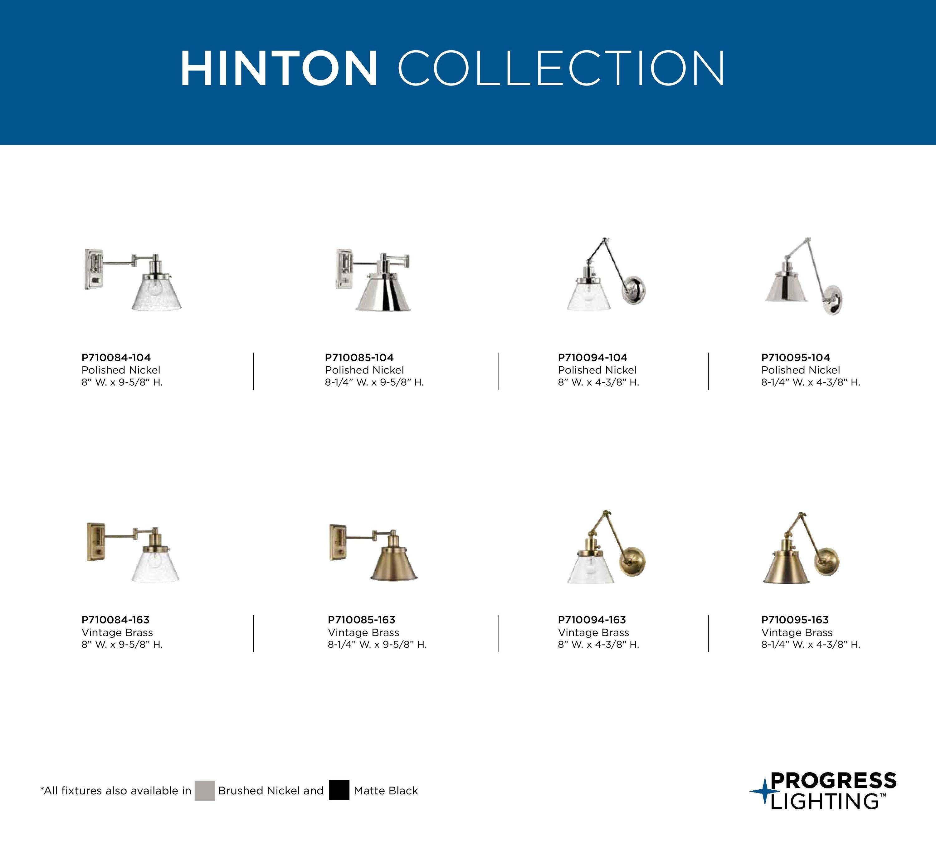 Progress Lighting Hinton 1-Light Swing Arm Wall Bracket, Vintage Brass, Seeded Glass Shade