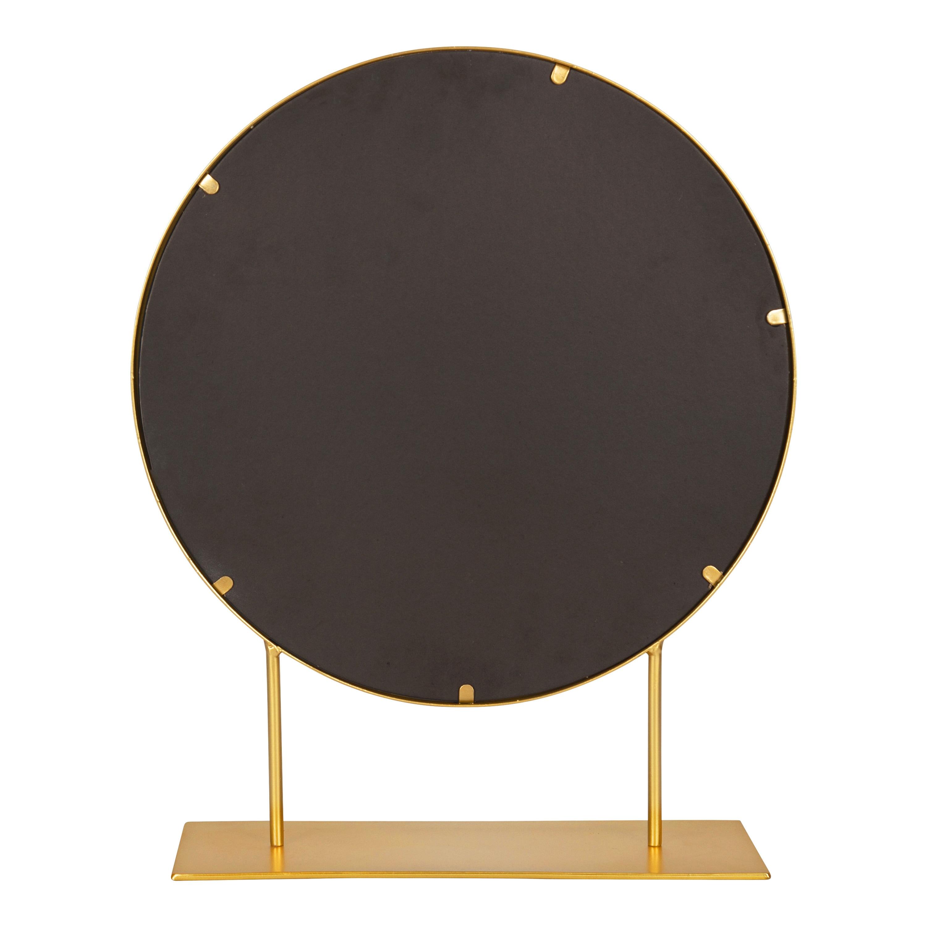 18" x 22" Rouen Round Wall Mirror Gold - Kate & Laurel All Things Decor: Freestanding, Metal Frame, Modern Decor