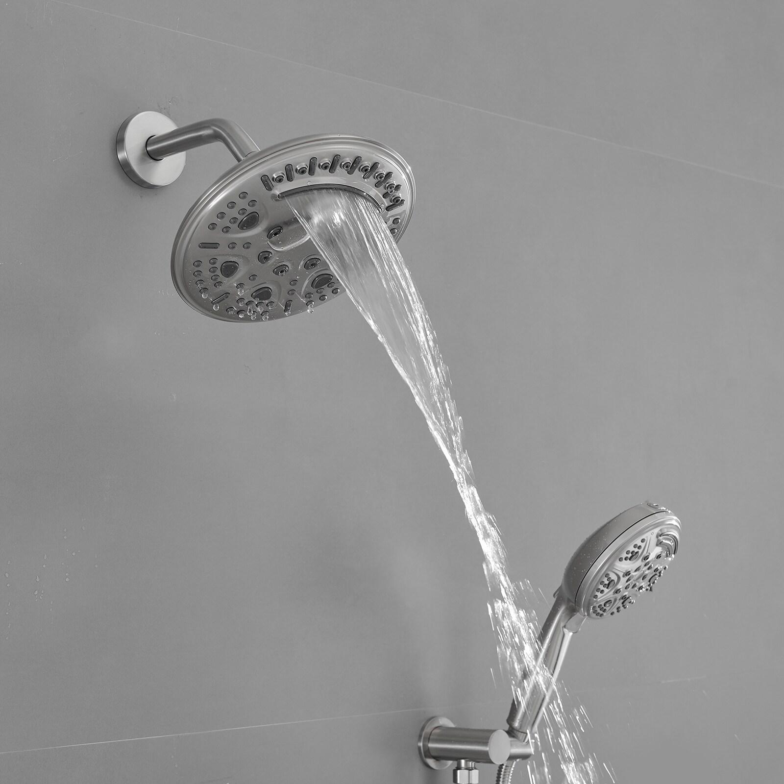 Single Handle 1-Spray Round Rain Shower Faucet Set with High Pressure Shower Head Hand Shower