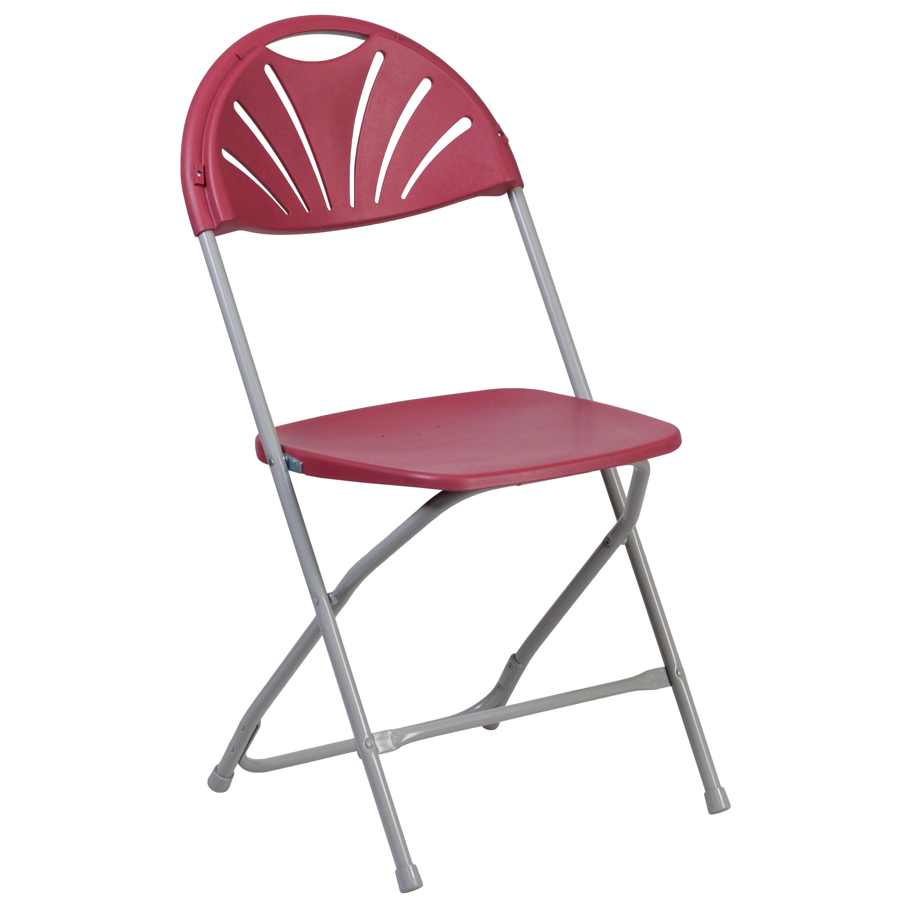 Flash Furniture 2 Pack HERCULES Series 650 lb. Capacity Burgundy Plastic Fan Back Folding Chair