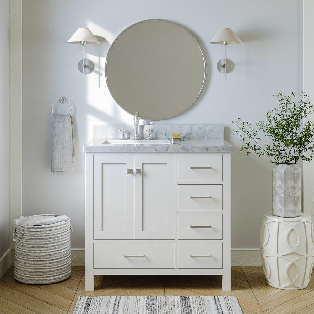 Ariel A037s-L-Bc Cambridge 36" Single Free Standing Wood Vanity Cabinet Only - White