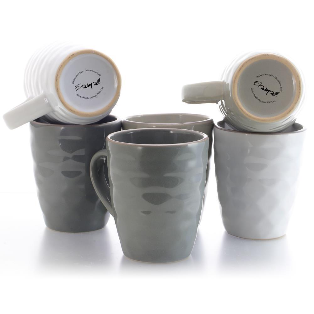 Elama Tahitian Waves 6-Piece 12 oz. Mug Set with Stand, Assorted Colors