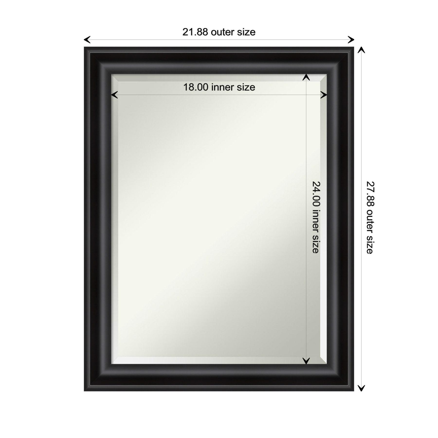 22" x 28" Non-Beveled Grand Narrow Bathroom Wall Mirror Black - Amanti Art: Modern Rectangle, Wall Mount, Polystyrene Frame