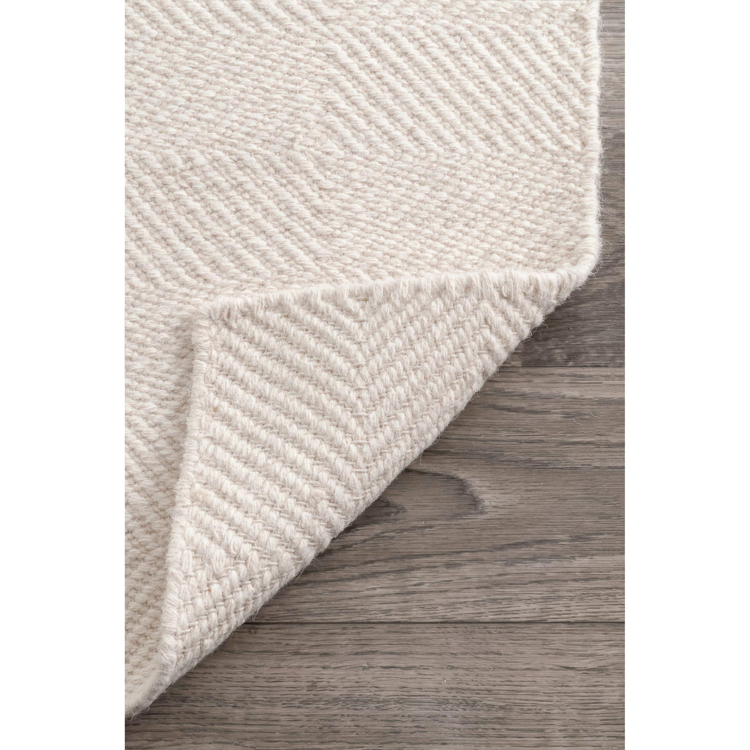 Nuloom Ago Geometric 5x8 Wool Indoor Area Rug for Living Room Bedroom Dining Room Kitchen, Cream/Ivory