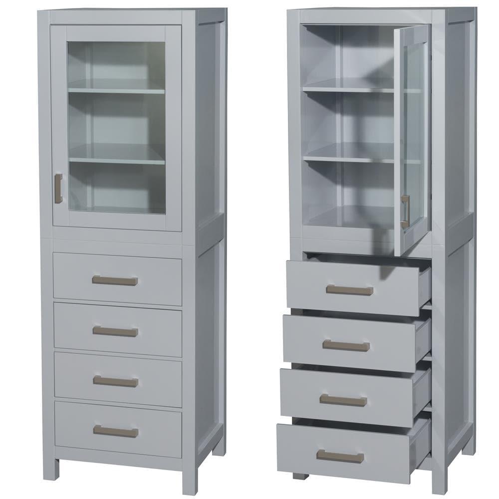 Wyndham Collection Sheffield Solid Wood Freestanding Linen Cabinet