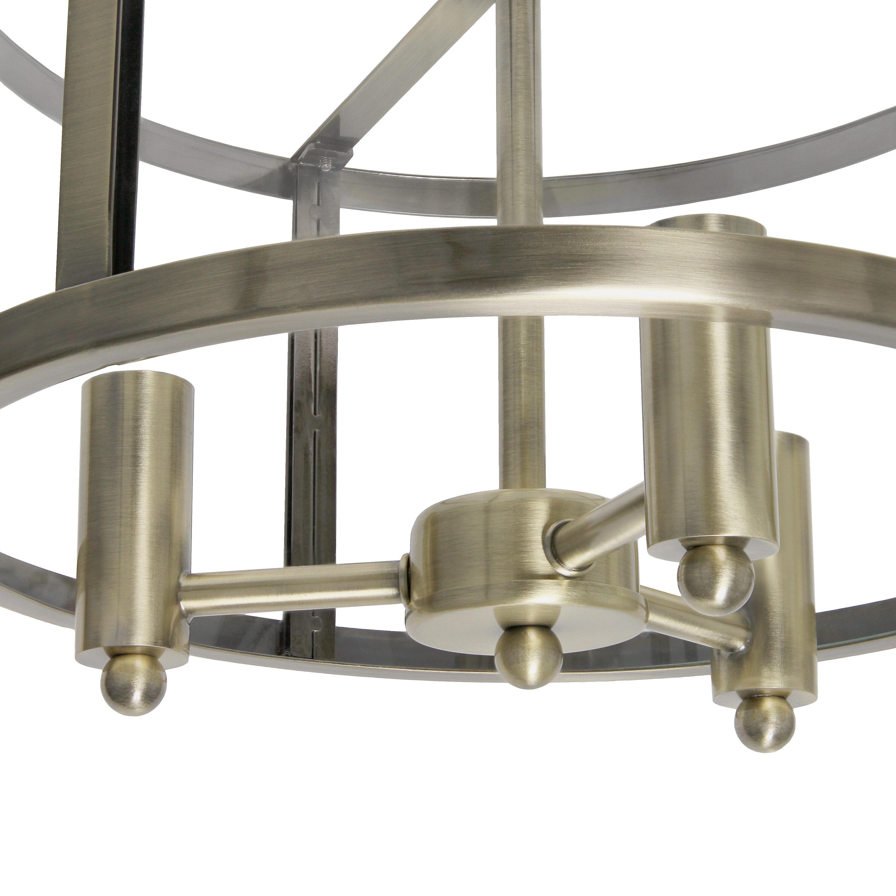 3-Light 13" Industrial Farmhouse Glass/Metallic Accented Semi-flushmount Ceiling Light Brass - Lalia Home: UL Listed, Metal Body, E12 Base