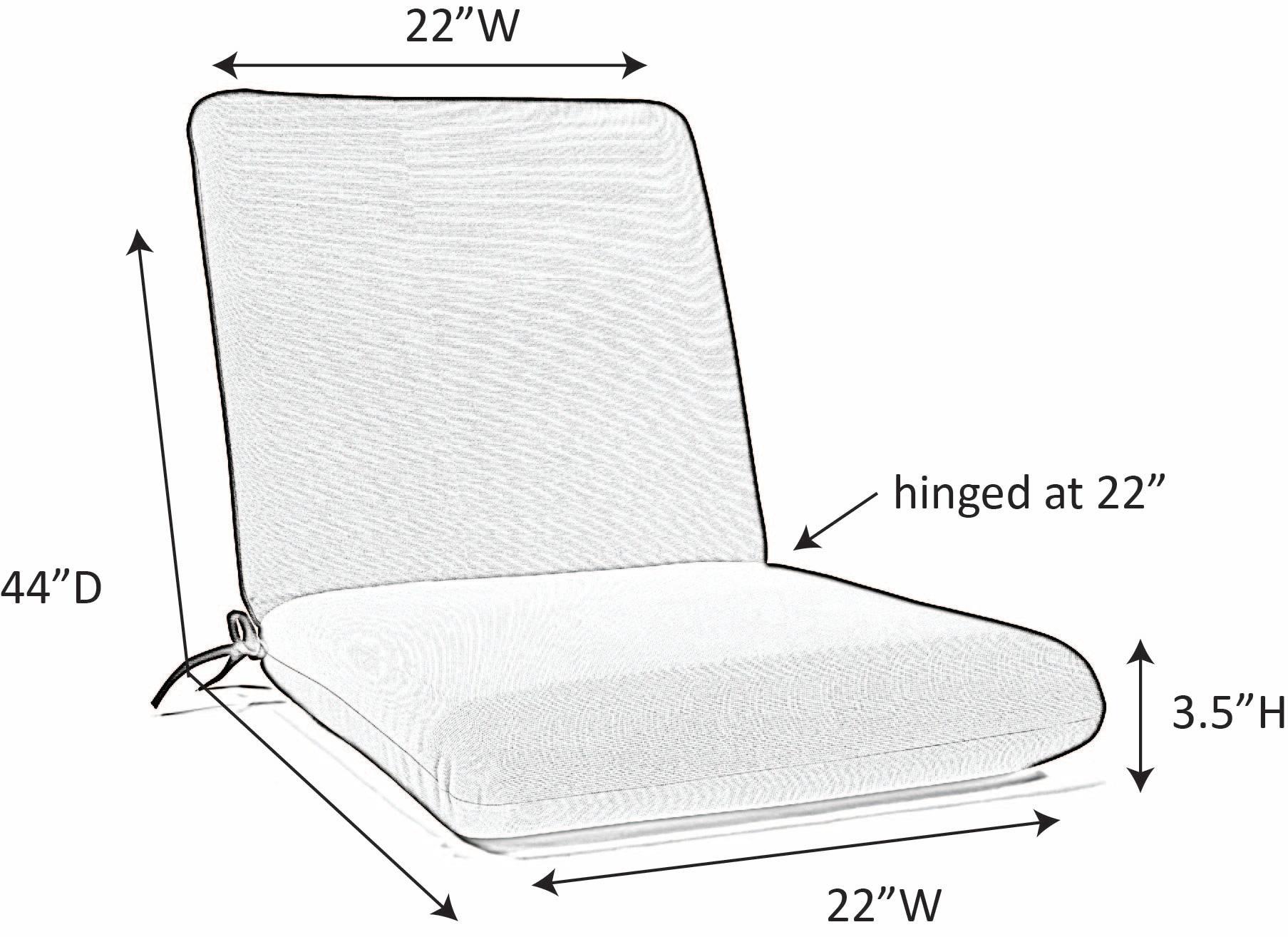 Casual Cushion Solid Hinged 44” x 22” Outdoor Seating Cushions, Weather and Fade Resistant
