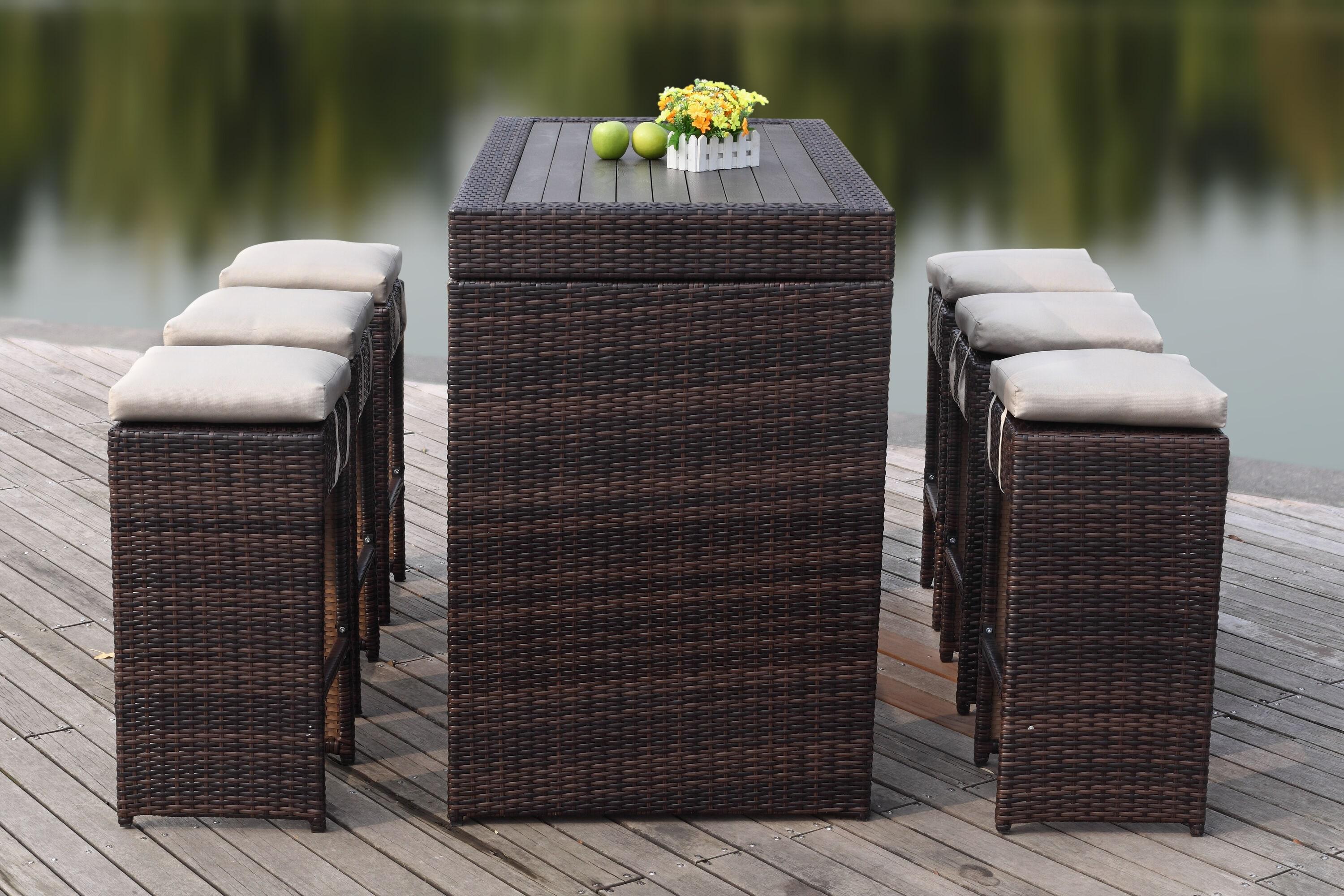 Sanders Outdoor Bar Set - Titanium/Sand - Safavieh