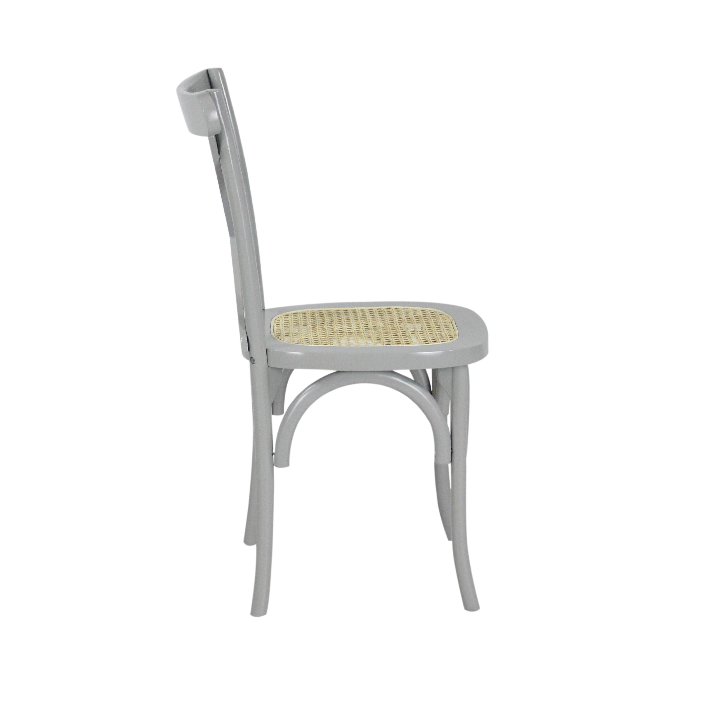 Cassis Classic Traditional X-Back Wood Rattan Dining Chair, Gray/Natural (Set of 2) - JONATHAN Y